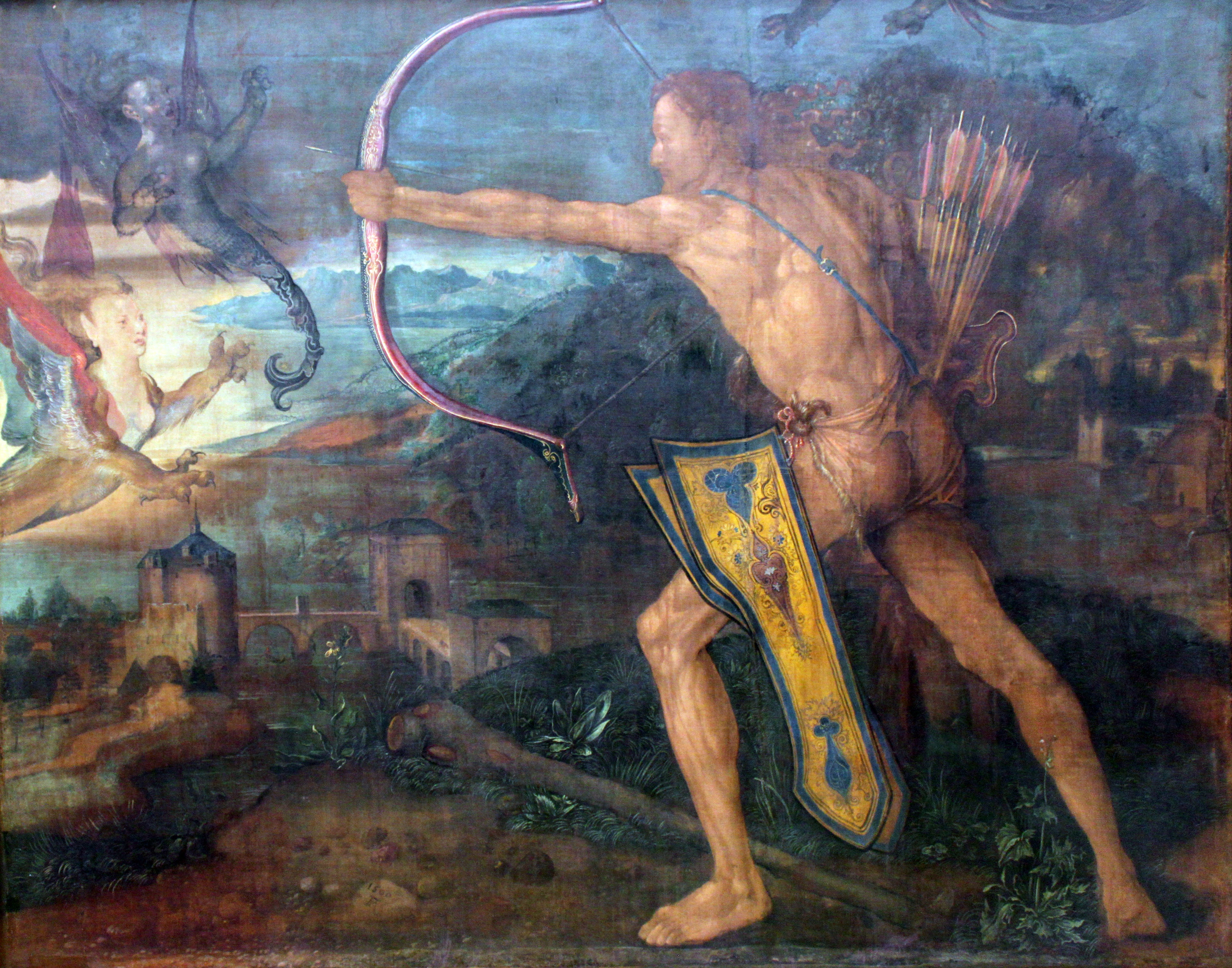 Héraklés zabíjející ptáky u Stymphalského jezera - Albrecht Dürer
