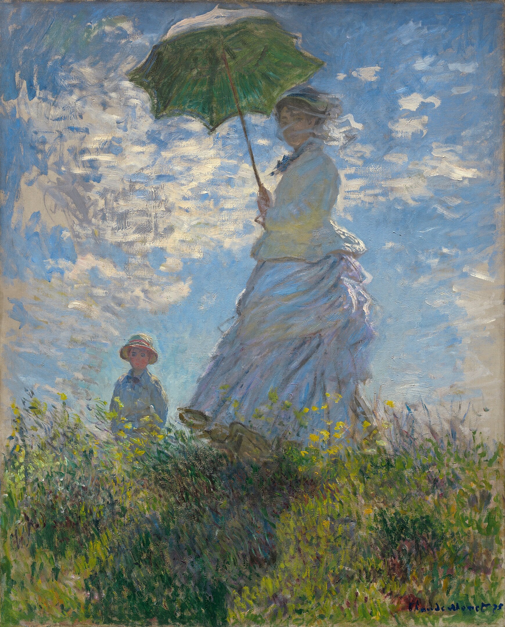 Žena s deštníkem — Madame Monet a její syn (procházka) - Claude Monet