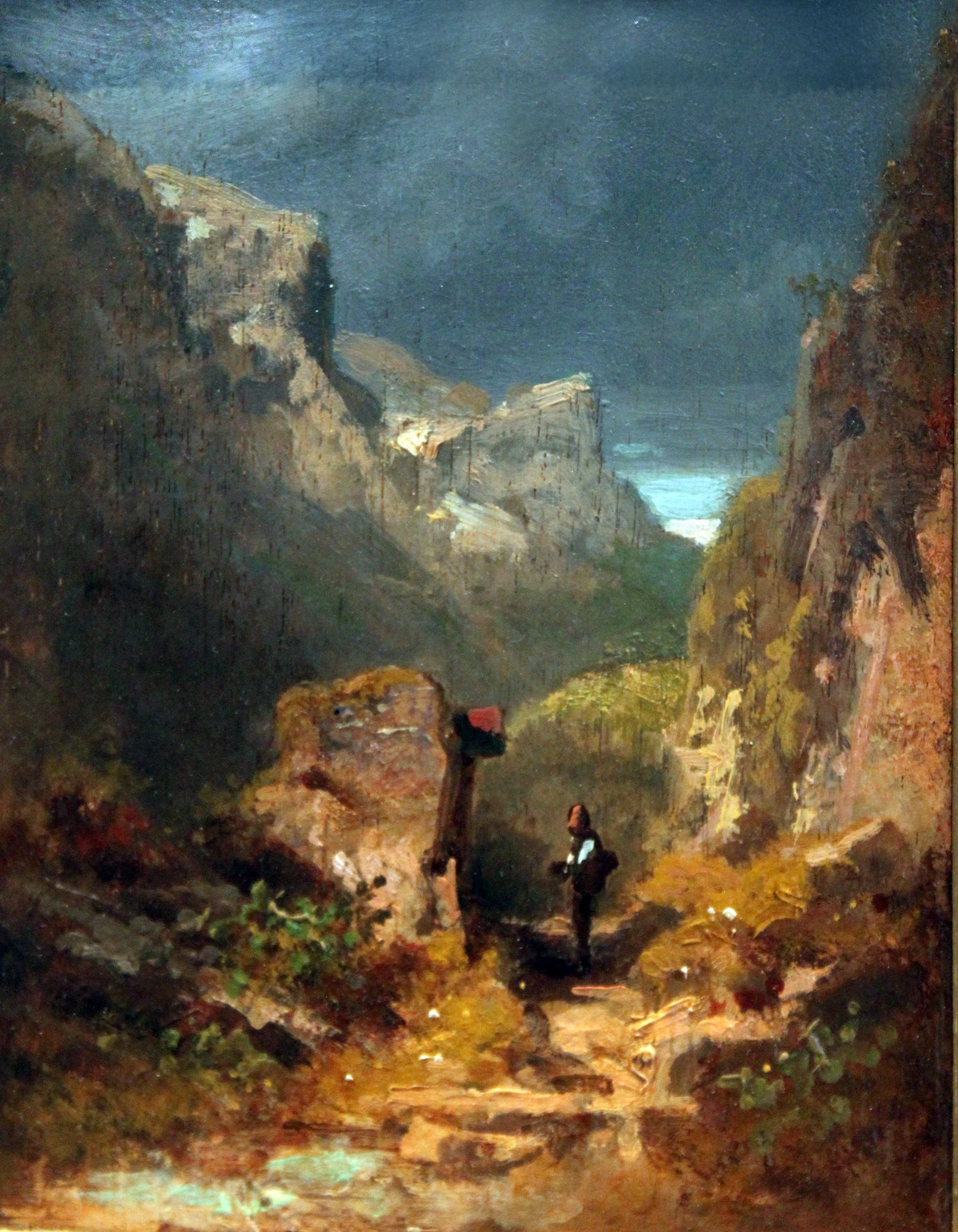 Krajina hor s relikviářem na skále - Carl Spitzweg