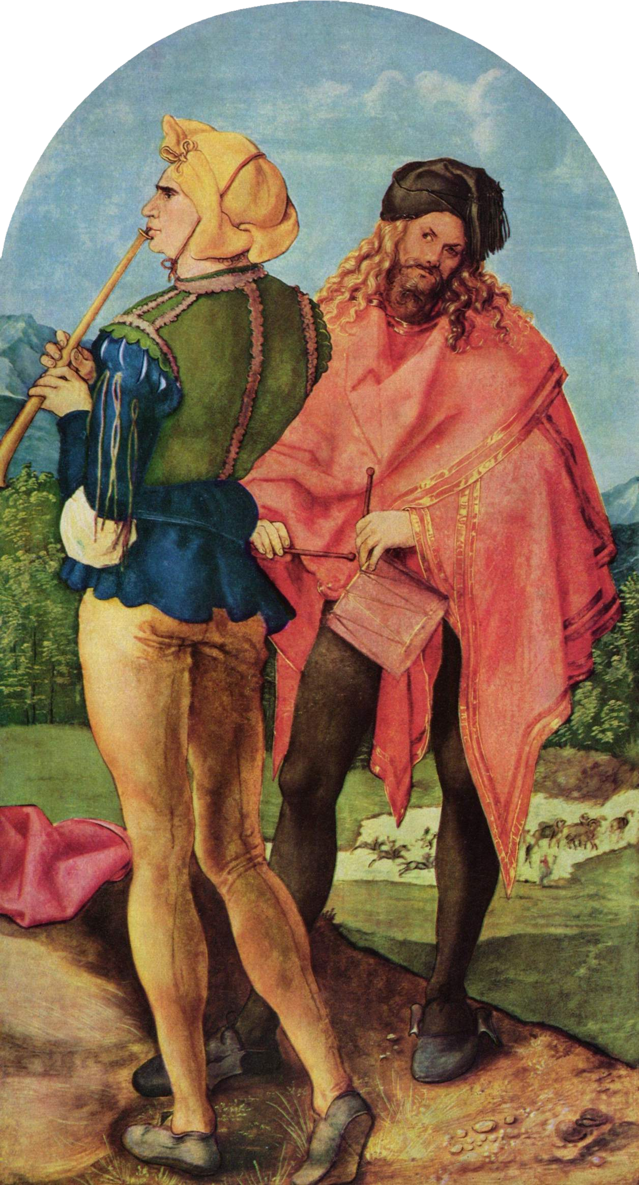 Jabachův oltář: hráč na dudy a bubeník - Albrecht Dürer