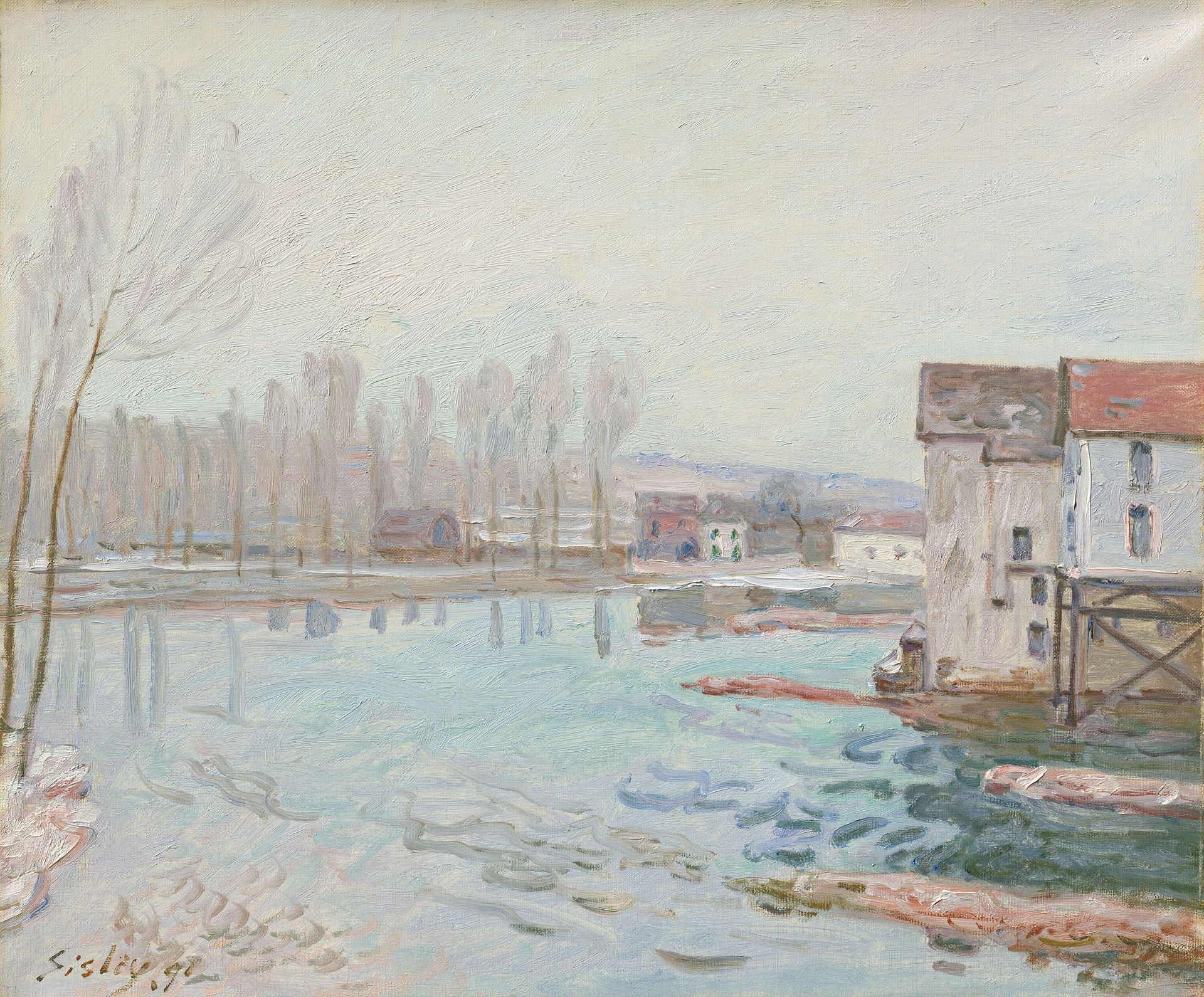 Reproduction du tableau « Moret en hiver - Alfred Sisley » par Alpha Reproduction en peinture à l’huile