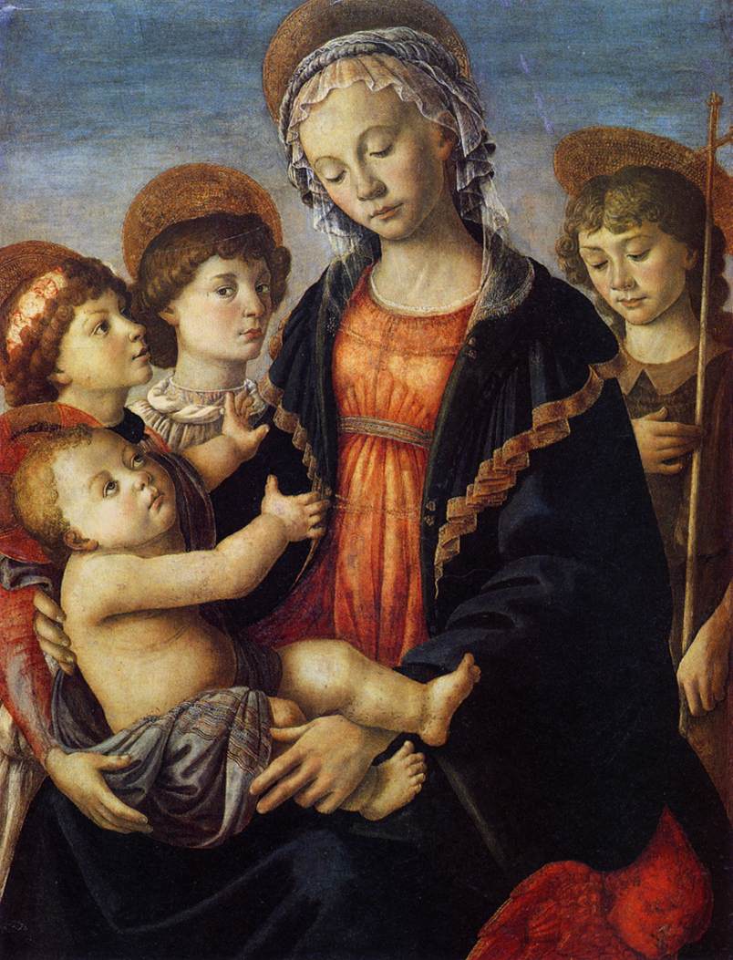 Panna Marie s dítětem, mladý svatý Jan Křtitel a dva andělé - Sandro Botticelli