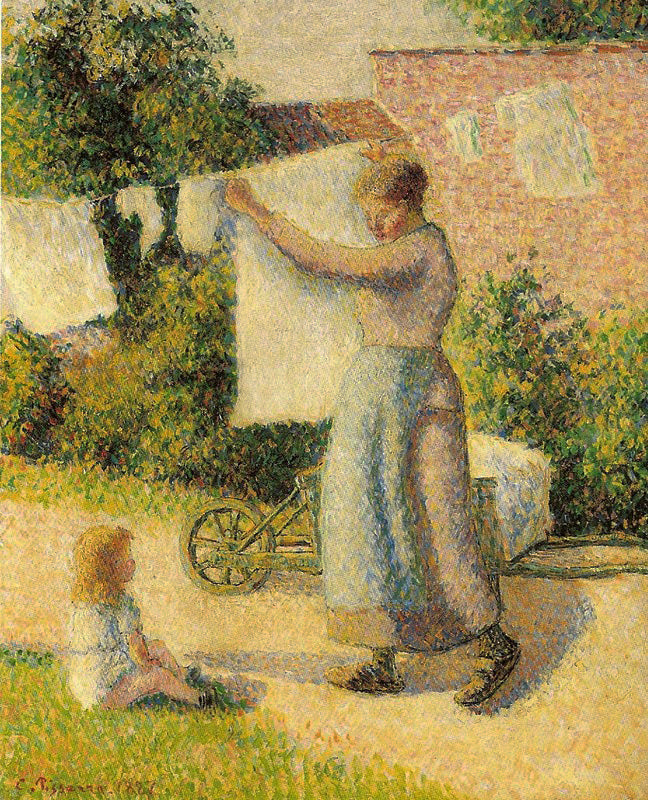 Reproduction du tableau « Femme allongeant le linge - Camille Pissarro » par Alpha Reproduction en peinture à l’huile