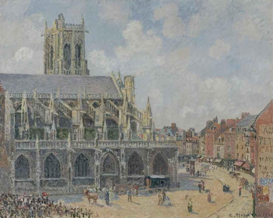 Reproduction du tableau « L’Église Saint-Jacques à Dieppe, soleil, matin - Camille Pissarro » par Alpha Reproduction en peinture à l’huile