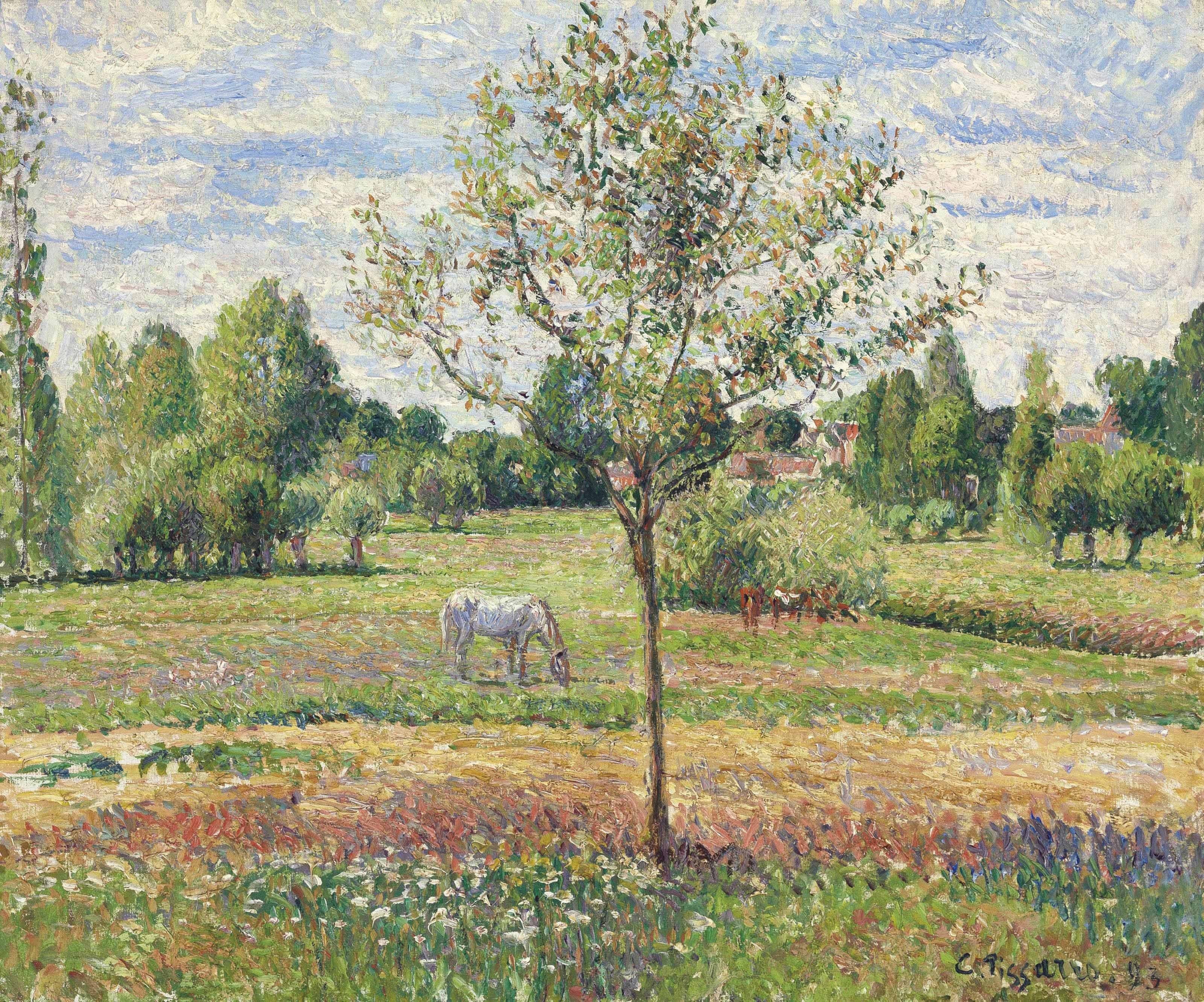 Reproduction du tableau « Le Pré au Cheval Gris, Éragny - Camille Pissarro » par Alpha Reproduction en peinture à l’huile
