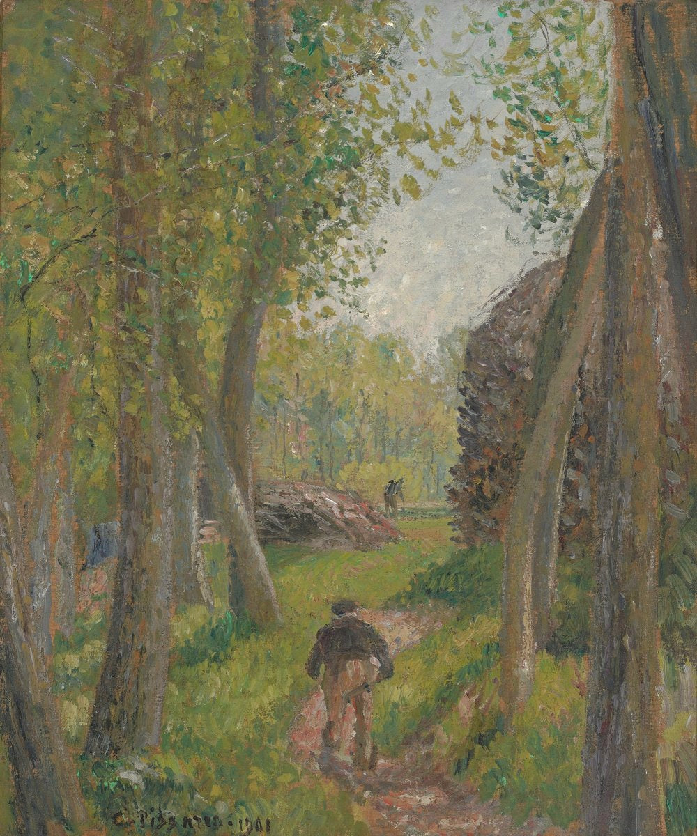 Reproduction du tableau « Paysan vu de dos dans un sous-bois, Moret - Camille Pissarro » par Alpha Reproduction en peinture à l’huile