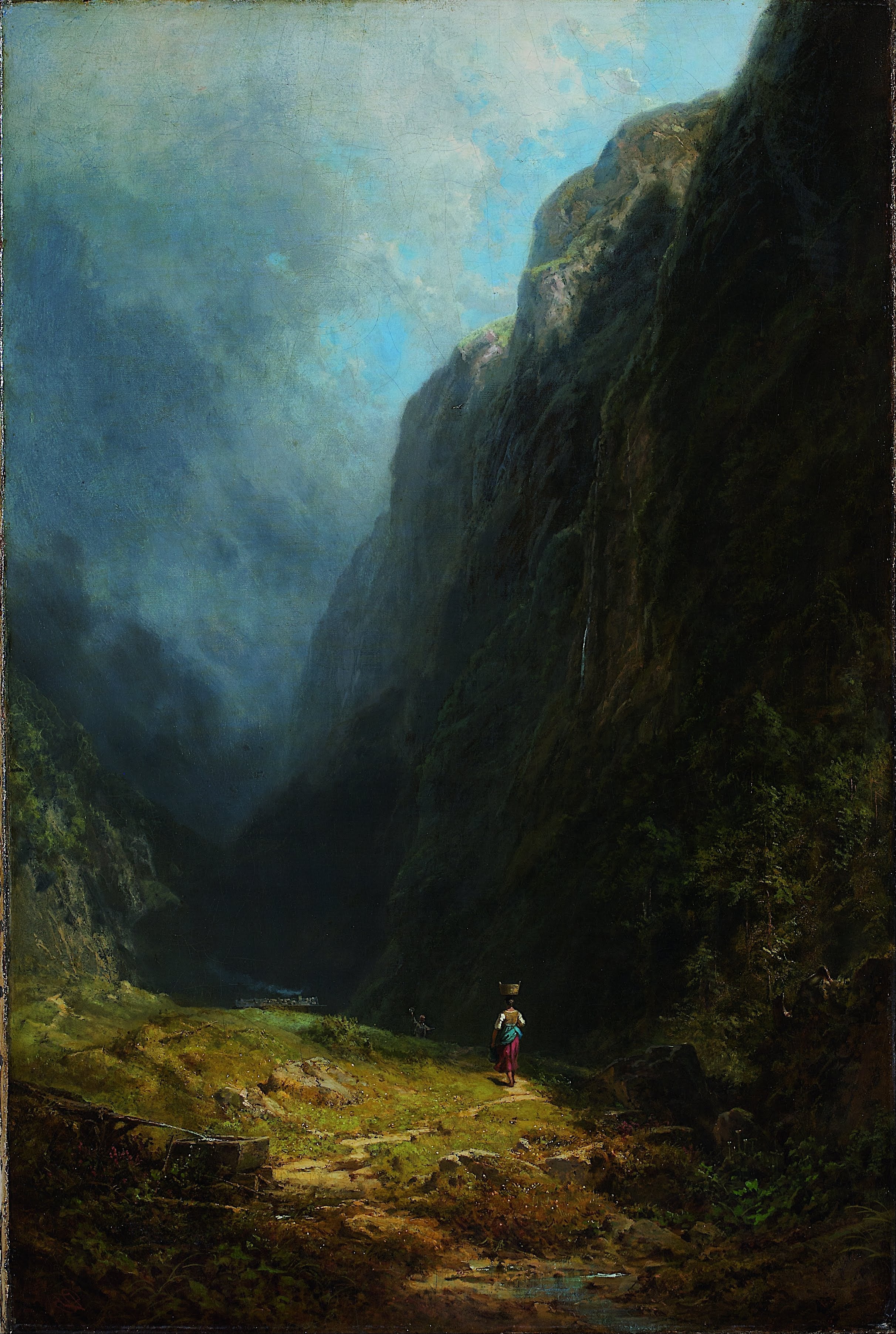 Vysoké alpské údolí (Krajina s horou Wendelstein) - Carl Spitzweg