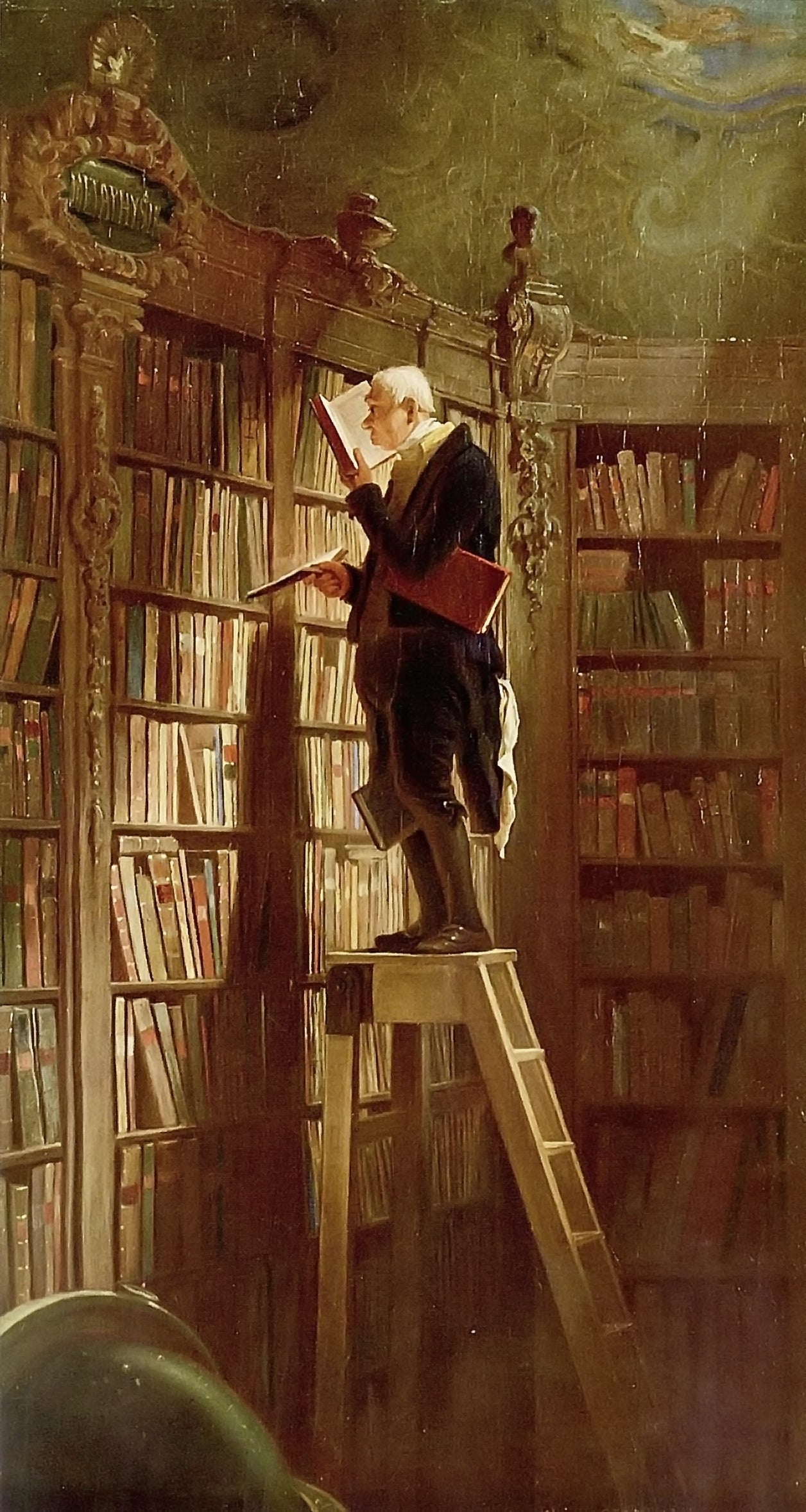 Knihovník, detail - Carl Spitzweg