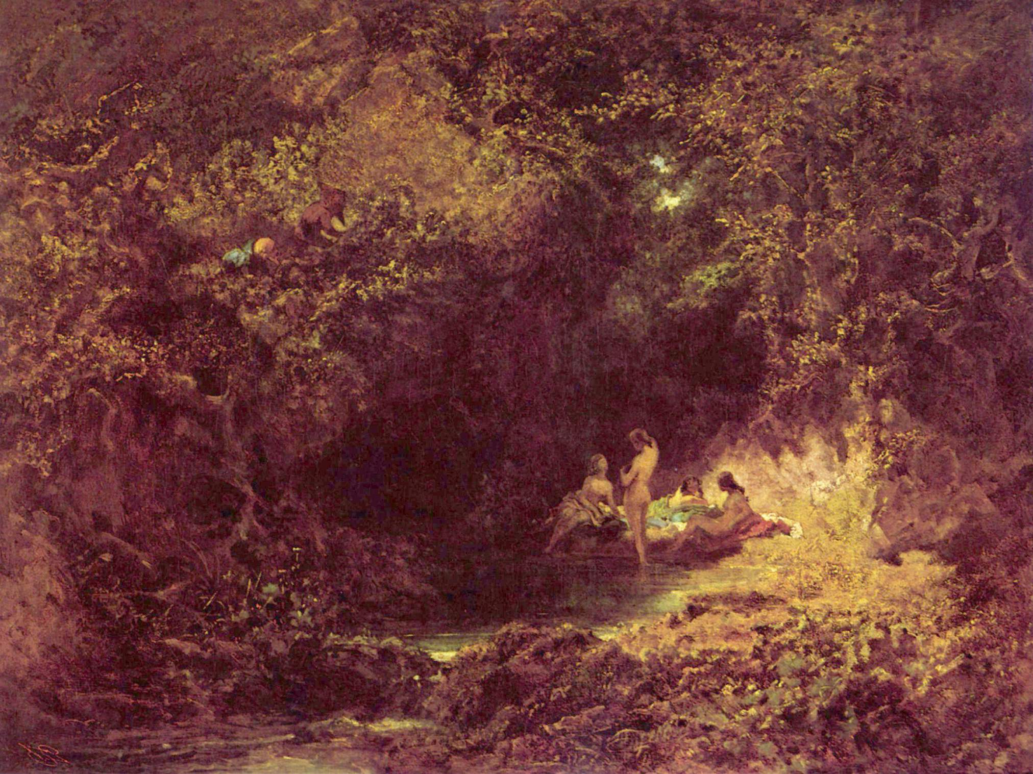 Nymfy v lázni - Carl Spitzweg
