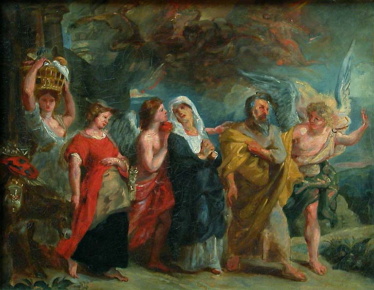 Reproduction du tableau « La Fuite de Loth - Eugène Delacroix » par Alpha Reproduction en peinture à l’huile