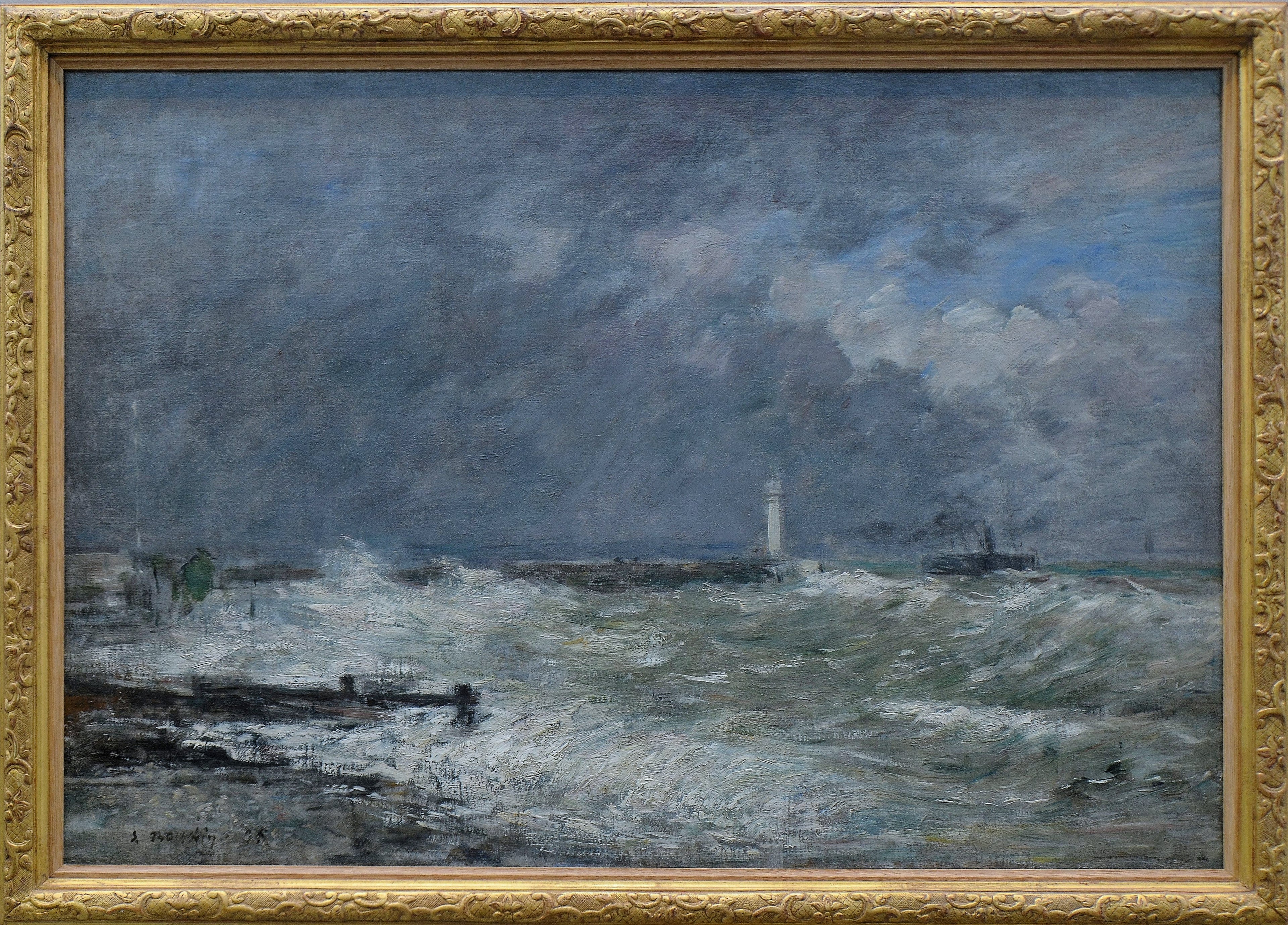 Reproduction du tableau « Entrée des jetées du Havre par gros temps - Eugène Boudin » par Alpha Reproduction en peinture à l’huile