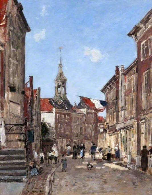 Reproduction du tableau « Une rue de Dordrecht - Eugène Boudin » par Alpha Reproduction en peinture à l’huile