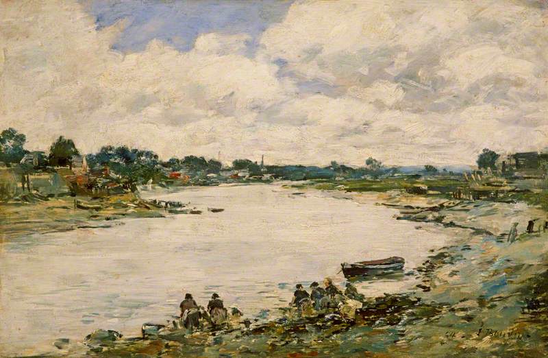 Reproduction du tableau « Lavandières au bord de la Touques - Eugène Boudin » par Alpha Reproduction en peinture à l’huile