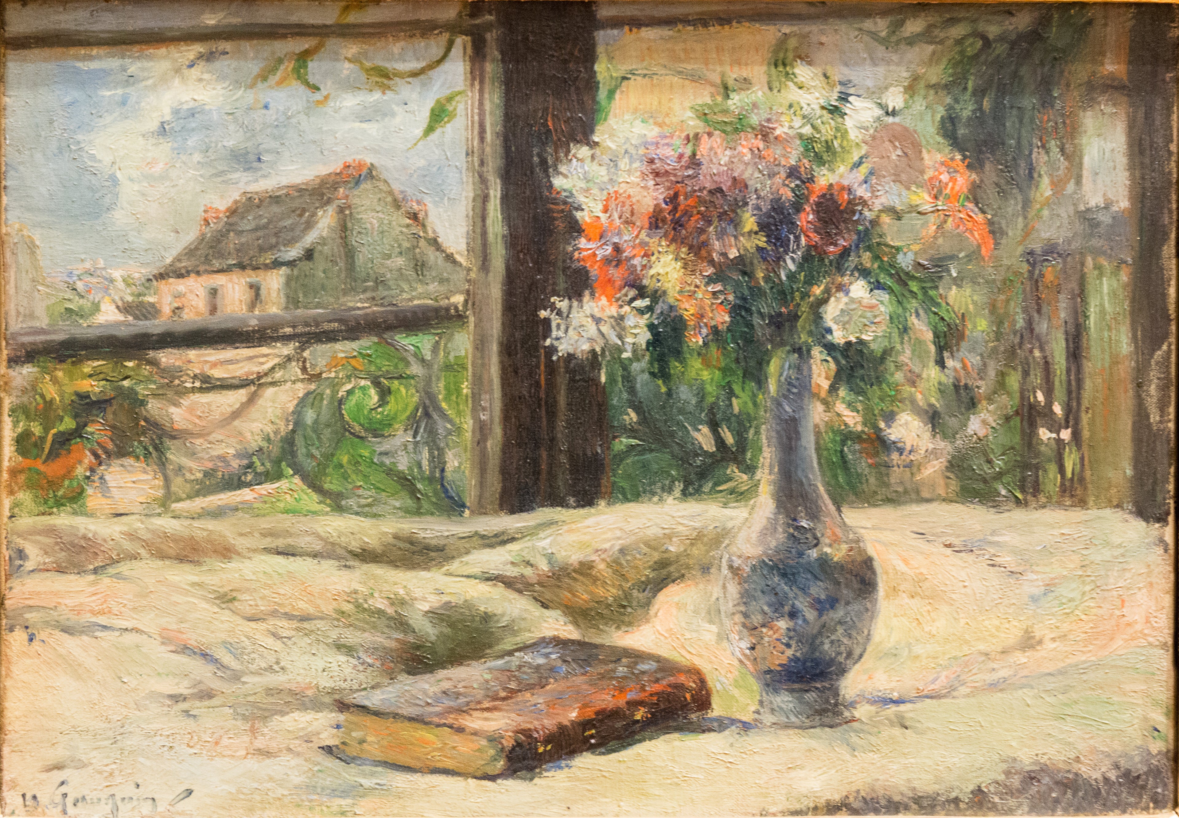 Zátiší. Váza s květinami u okna - Paul Gauguin