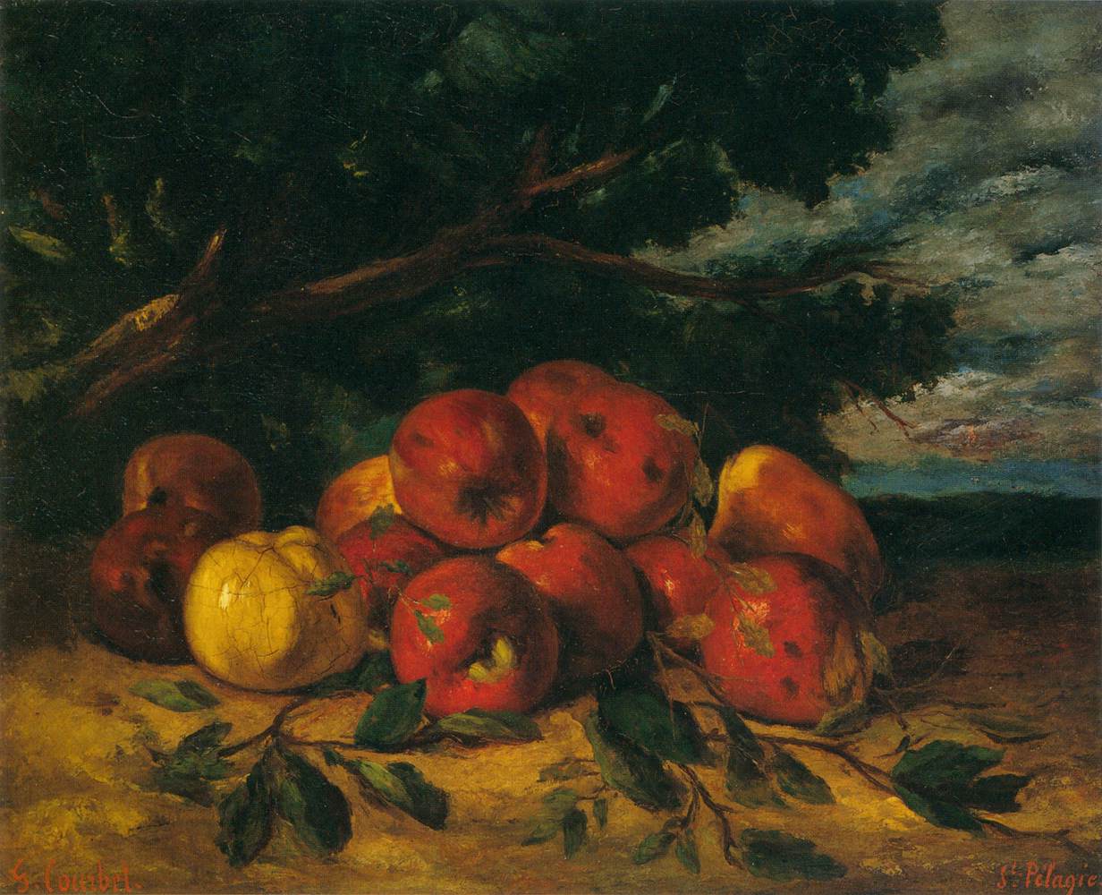 Pommes rouges au pied d'un arbre - Gustave Courbet