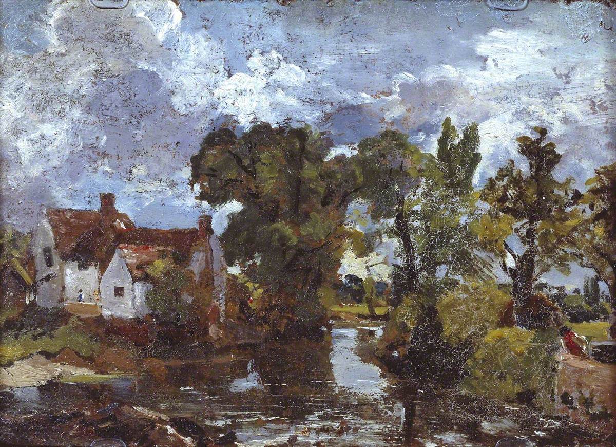 Le ruisseau du moulin. Verso : Scène nocturne avec pont - John Constable