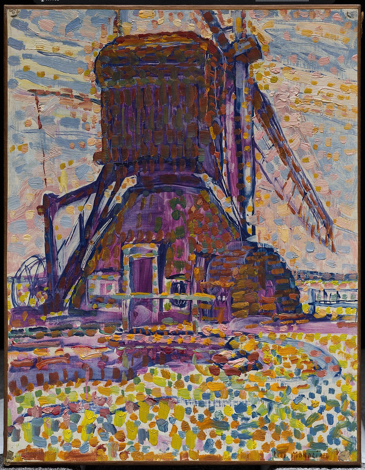 Mlýn ve Winkelu, pointilistická verze - Piet Mondrian