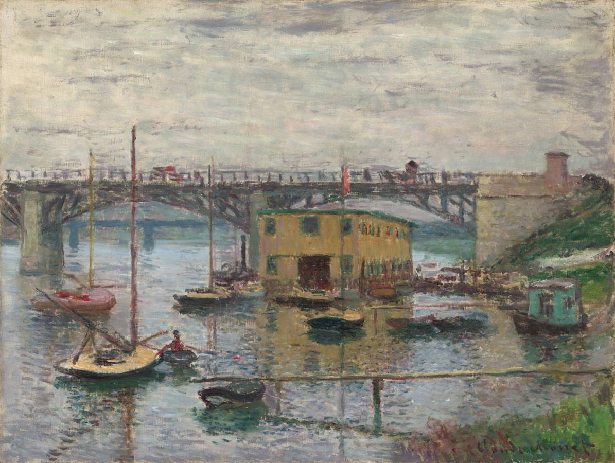 Most v Argenteuil, šedivý den - Claude Monet