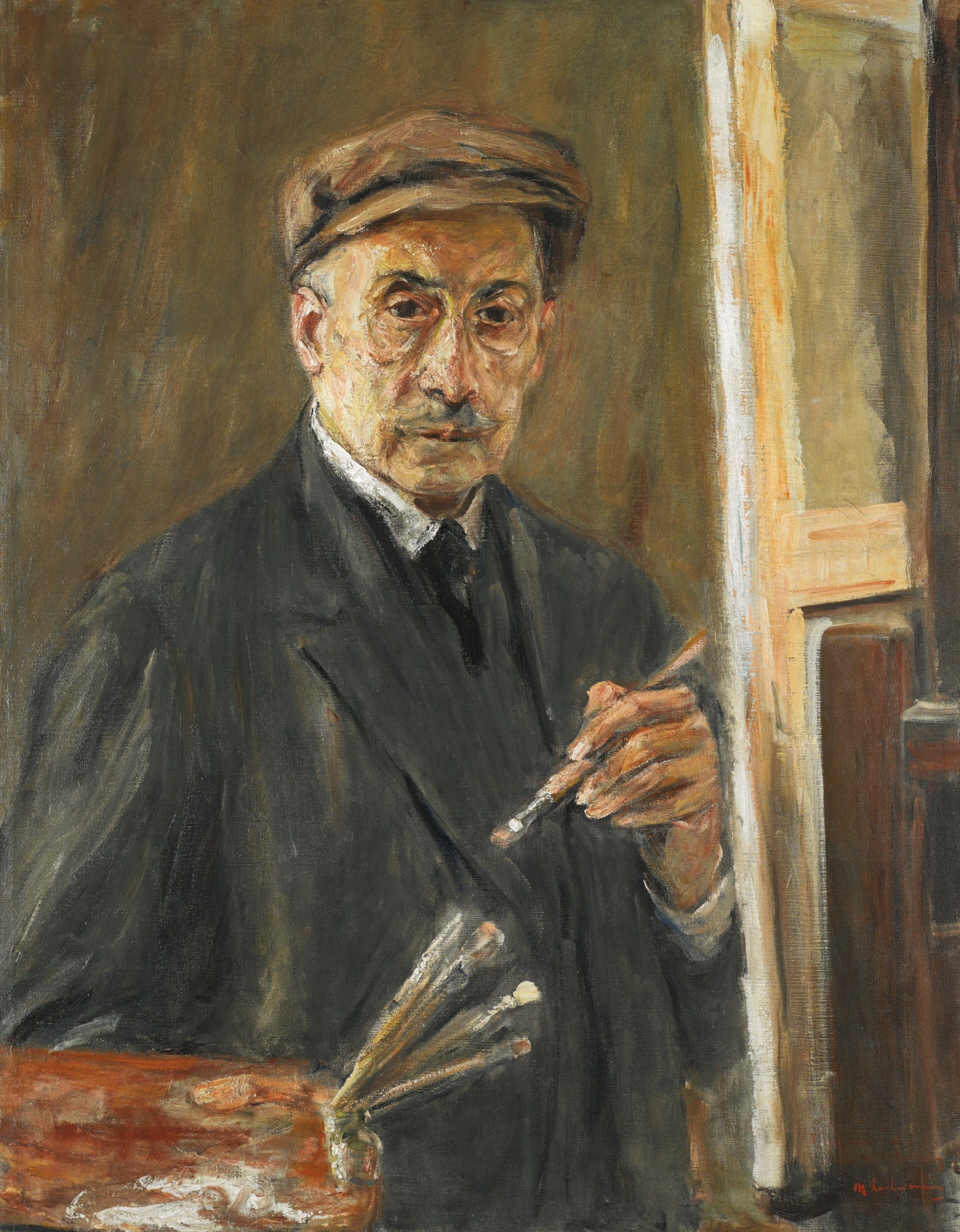 autoportrét v plášti s štětcem a paletou - Max Liebermann