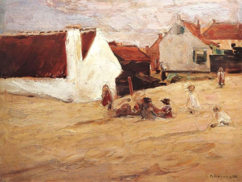 Náměstí vesnice s dětmi, které si hrají - Max Liebermann