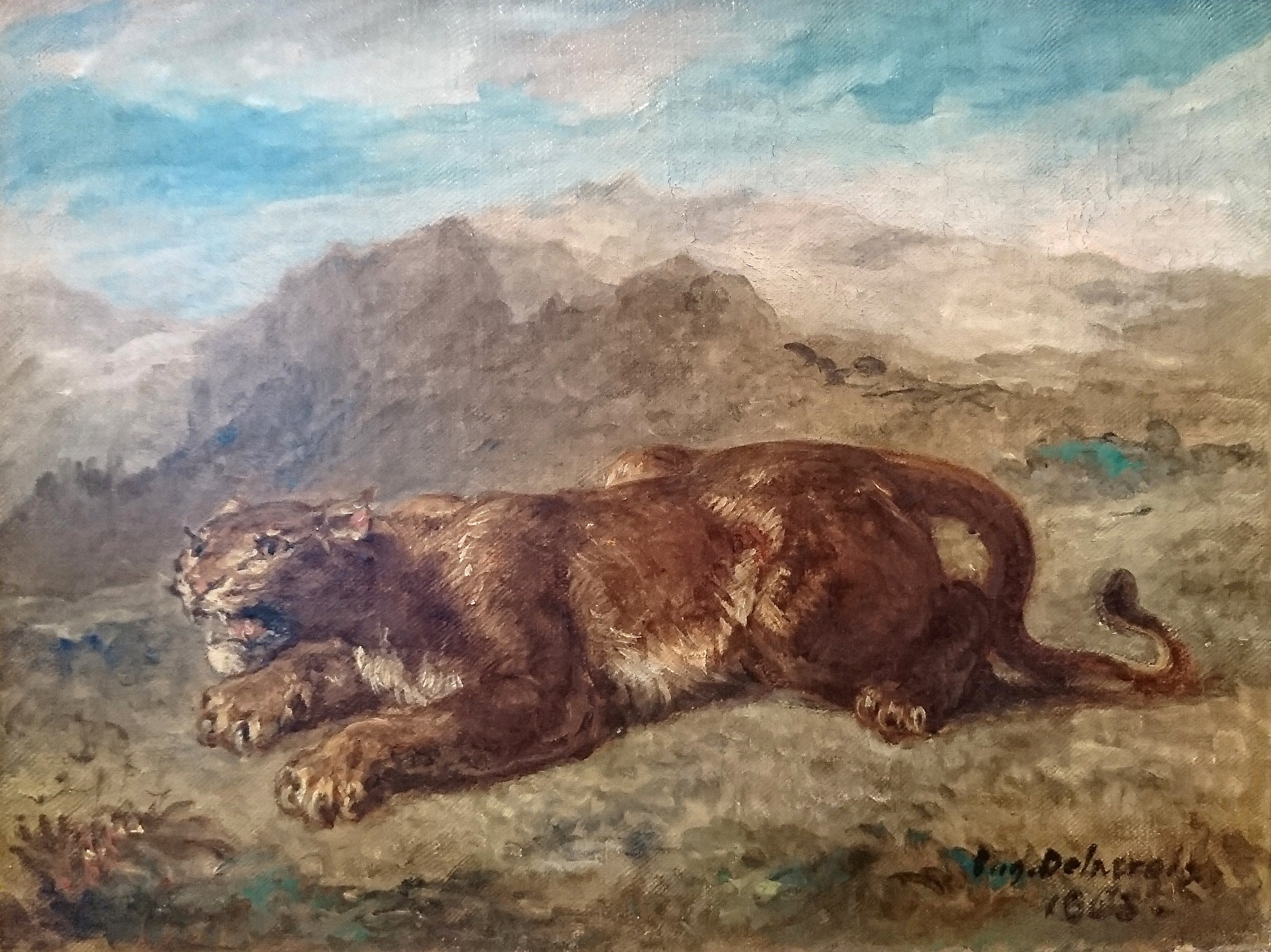 Reproduction du tableau « Lionne prête à s'élancer - Eugène Delacroix » par Alpha Reproduction en peinture à l’huile