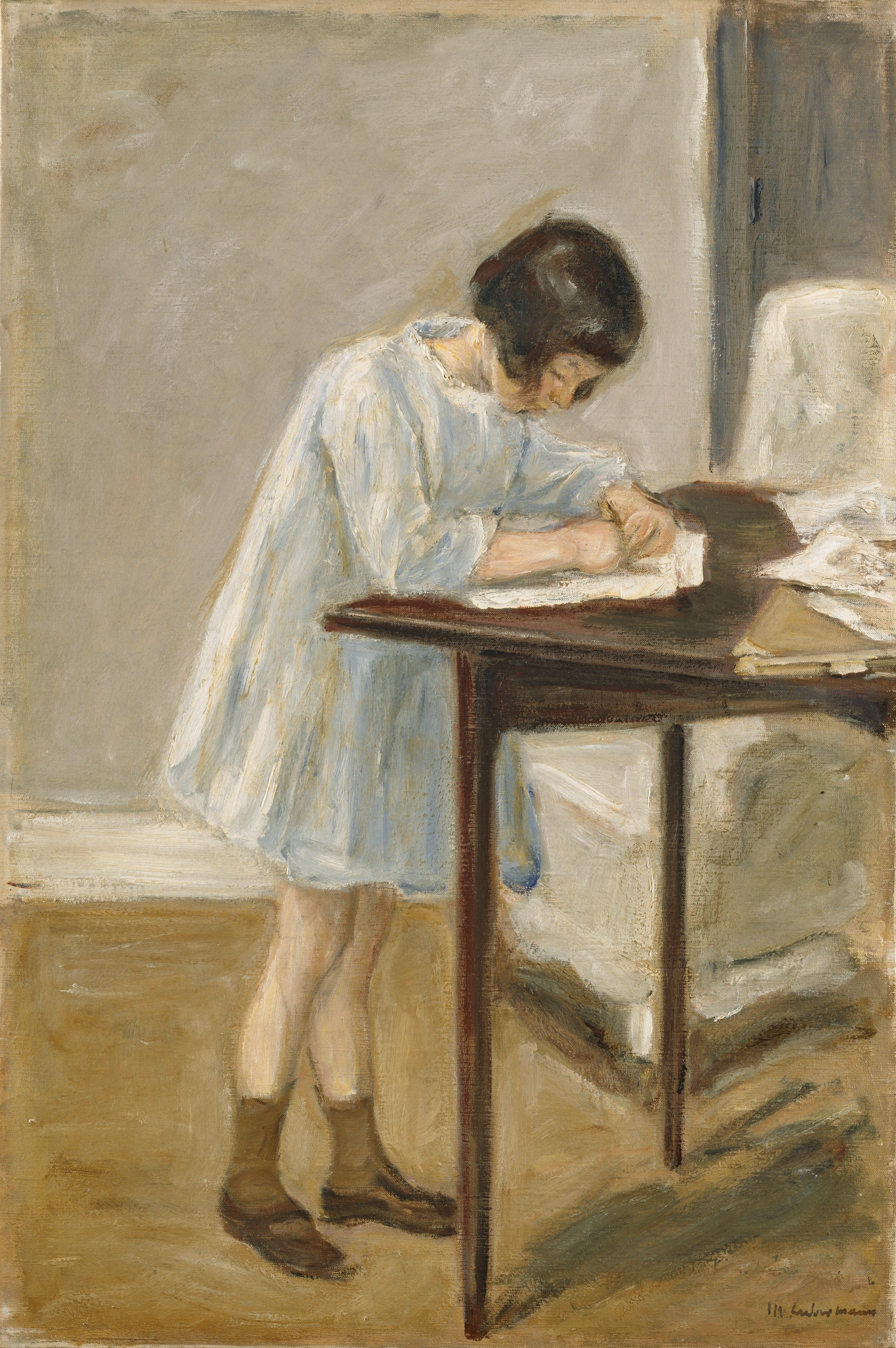 Vnučka (stojící dívka píšící) - Max Liebermann
