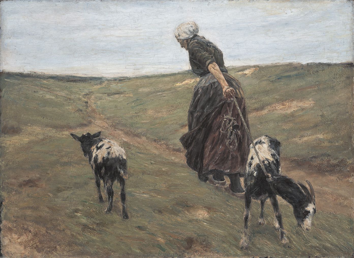 Žena s kozami na dunách - Max Liebermann