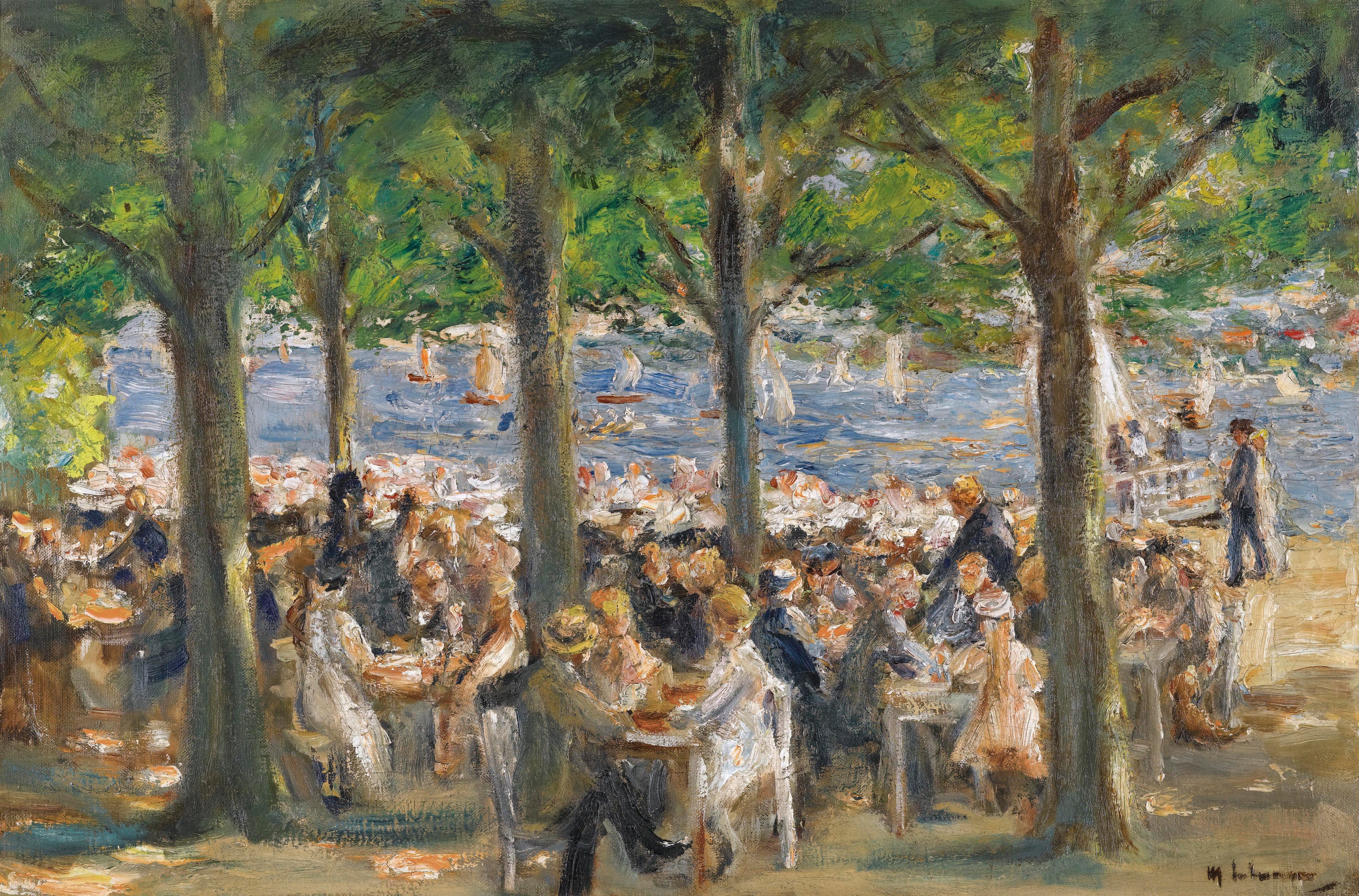 Biergarten u Havelu pod stromy - Max Liebermann