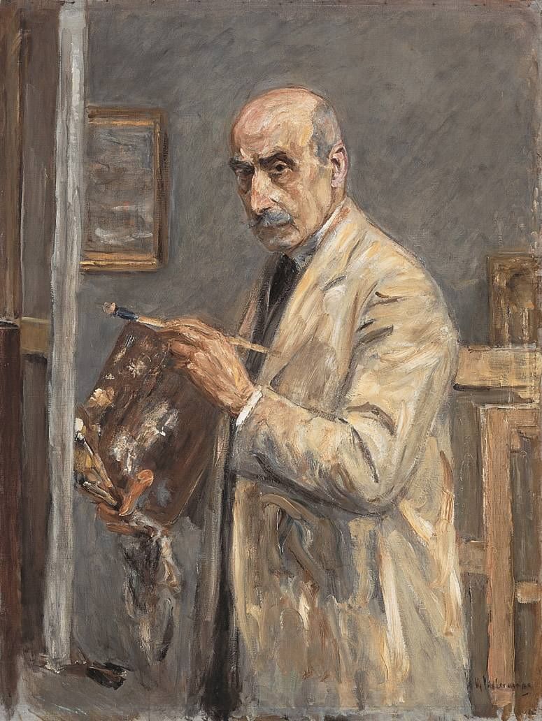 Autoportrét v malířském plášti (Selbstbildnis im Malkittel) - Max Liebermann