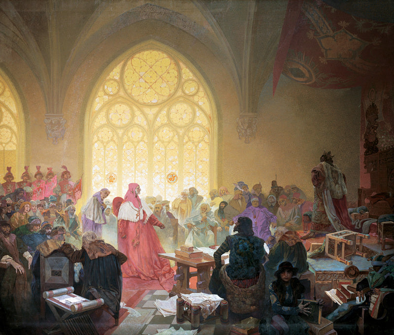 Král husita Jiří z Poděbrad - Alphonse Mucha