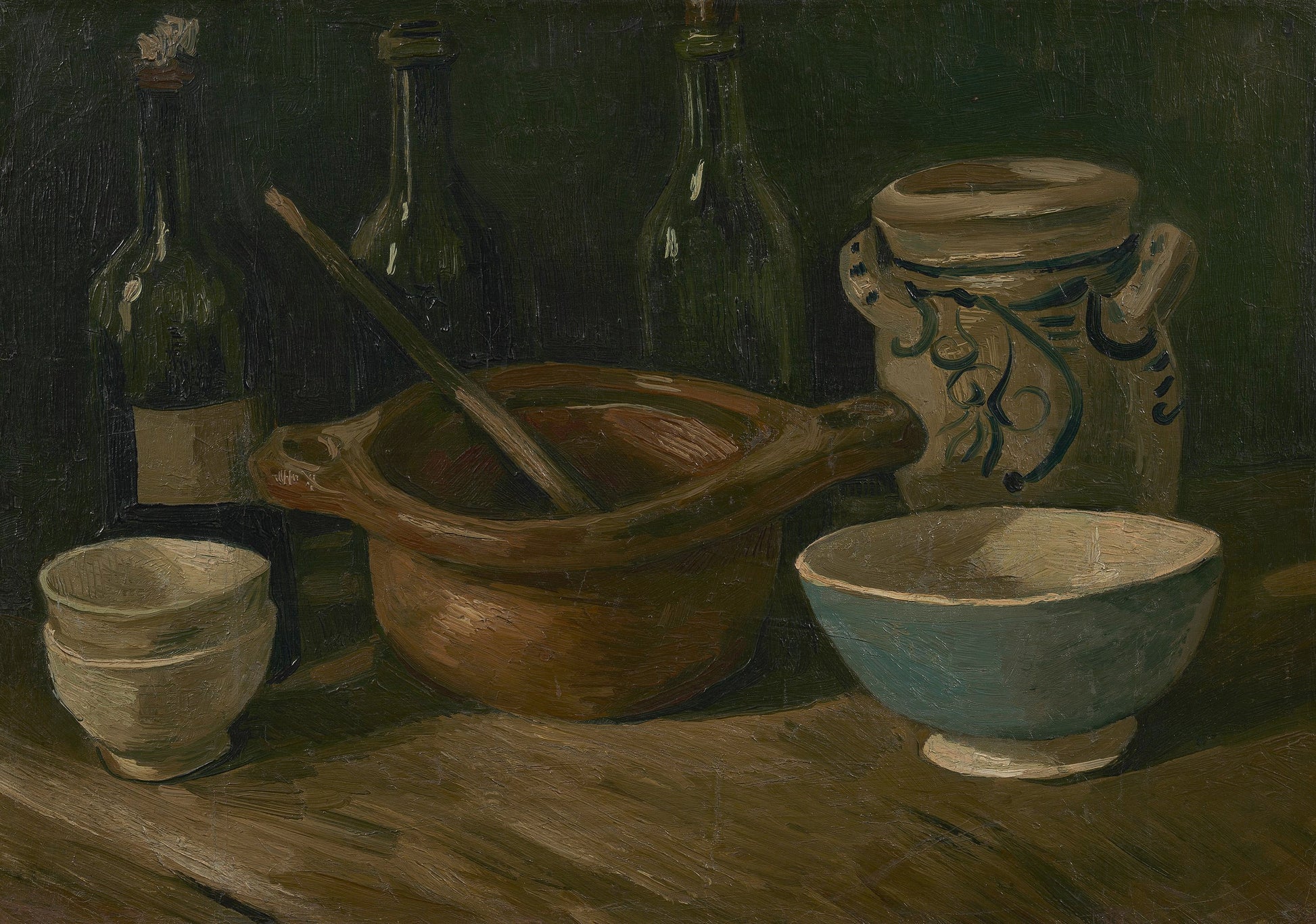 Zátiší s fajánsou a lahvemi - Vincent van Gogh