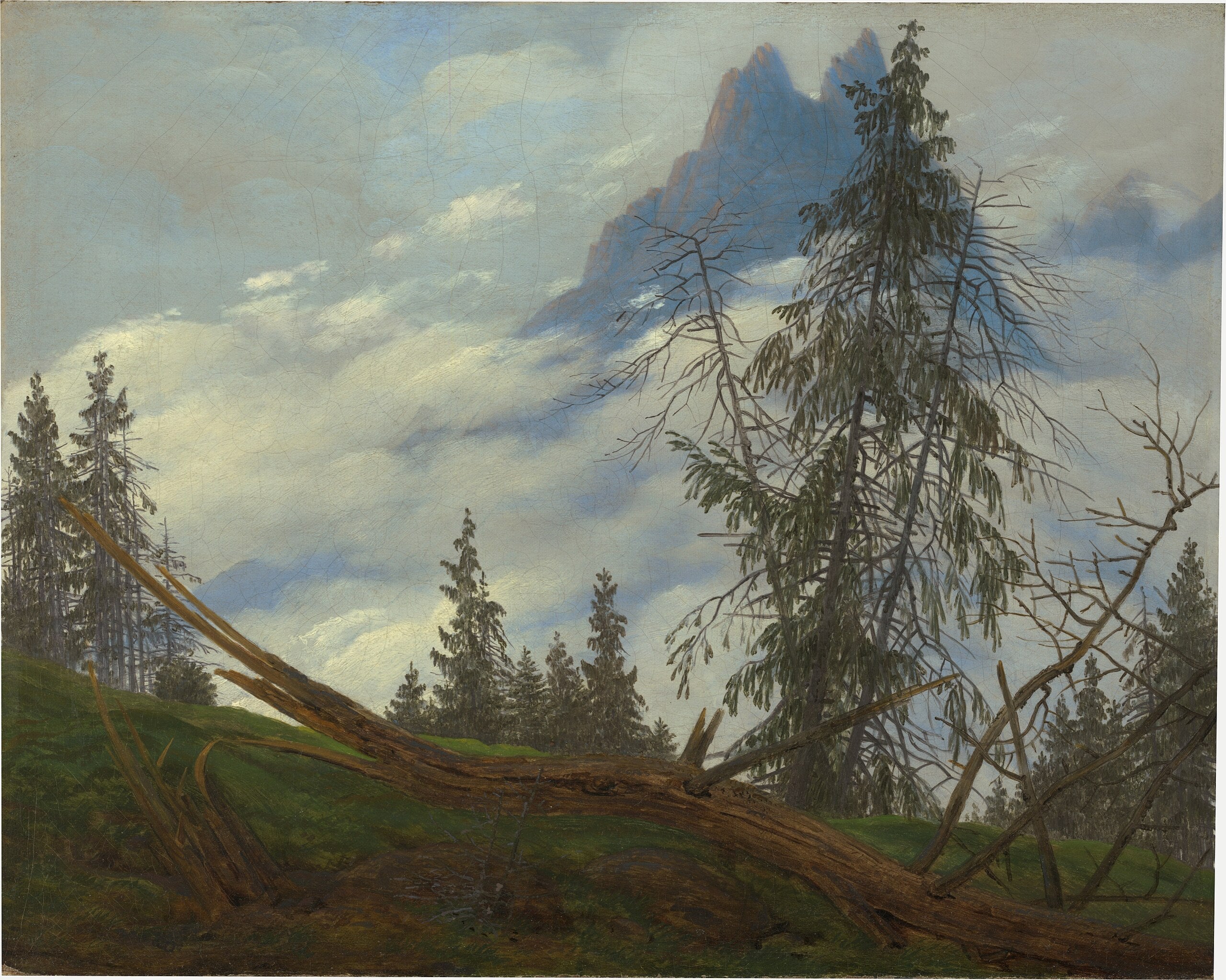 Horský hřeben s mraky - Caspar David Friedrich