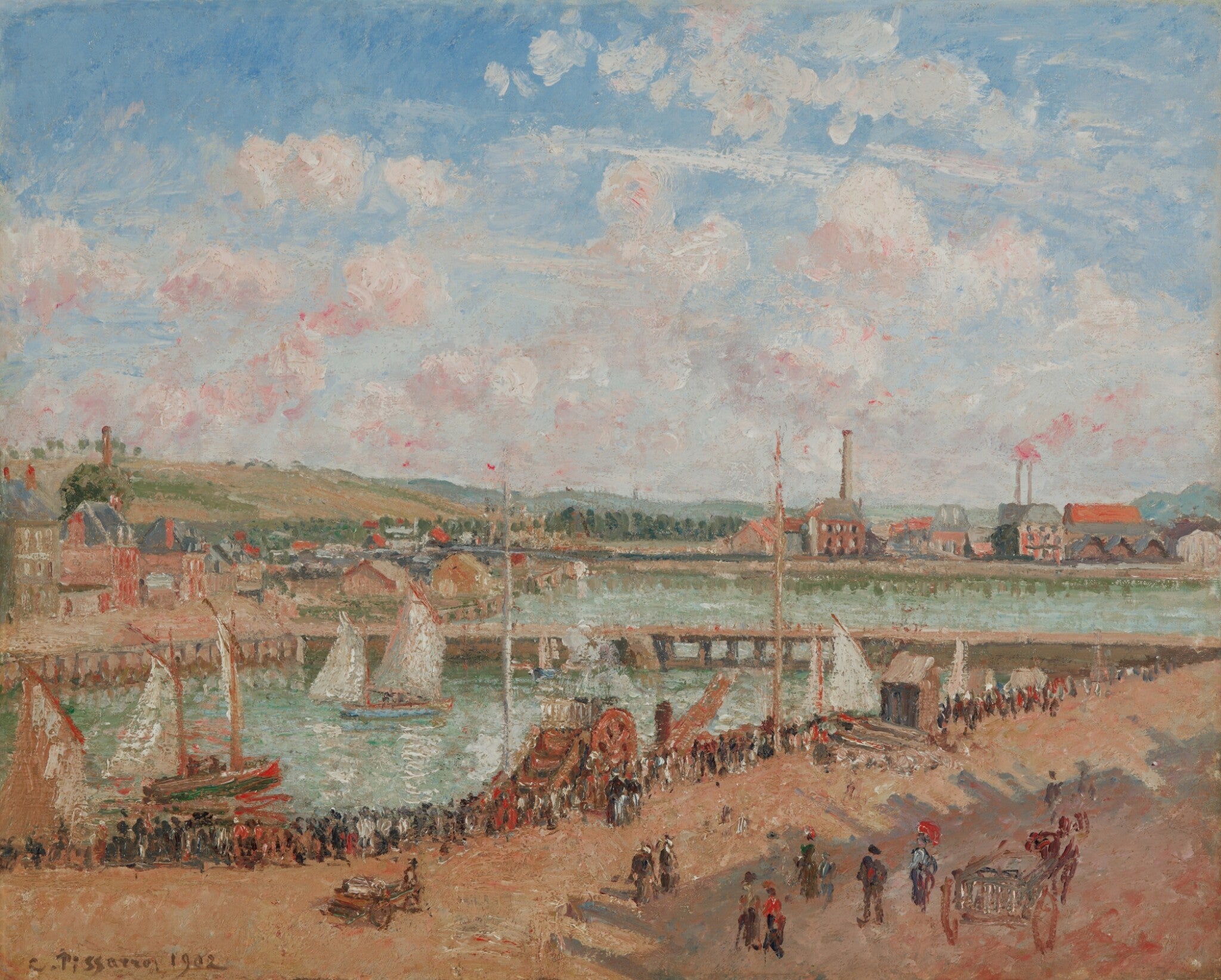 Reproduction du tableau « Darse de pêche, Dieppe, matin, temps gris - Camille Pissarro » par Alpha Reproduction en peinture à l’huile