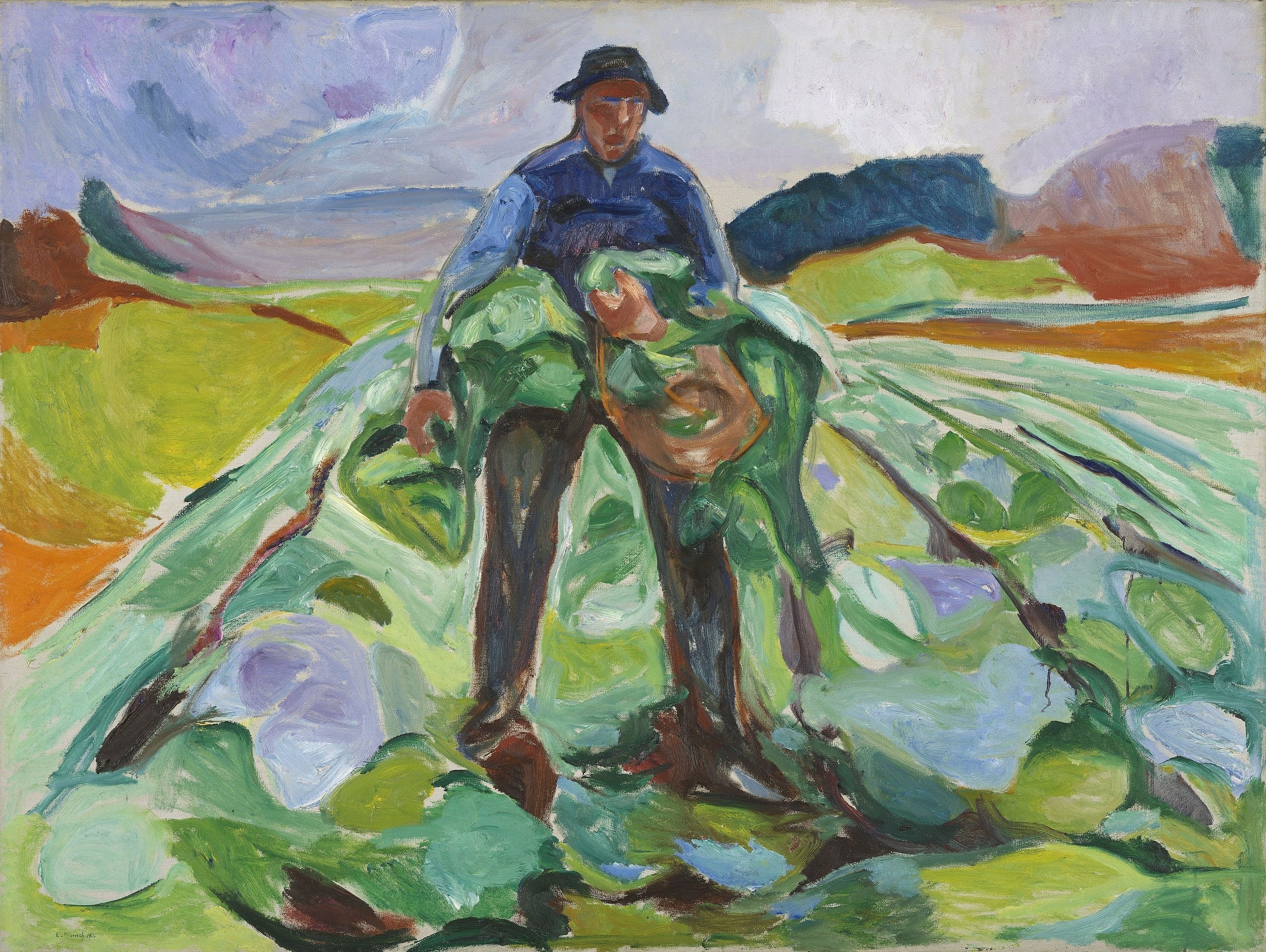 Muž na poli zelí - Edvard Munch