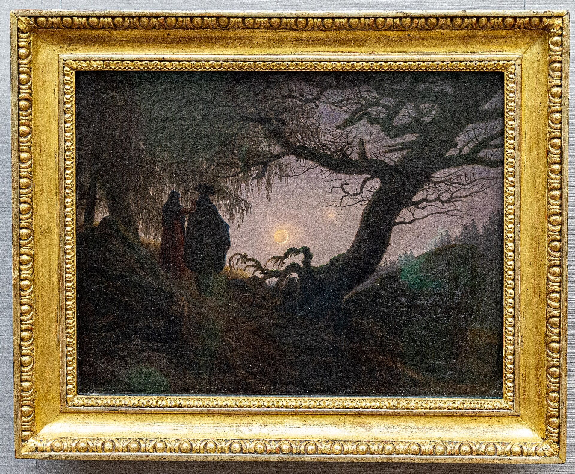 Muž a žena, kteří se dívají na Měsíc - Caspar David Friedrich