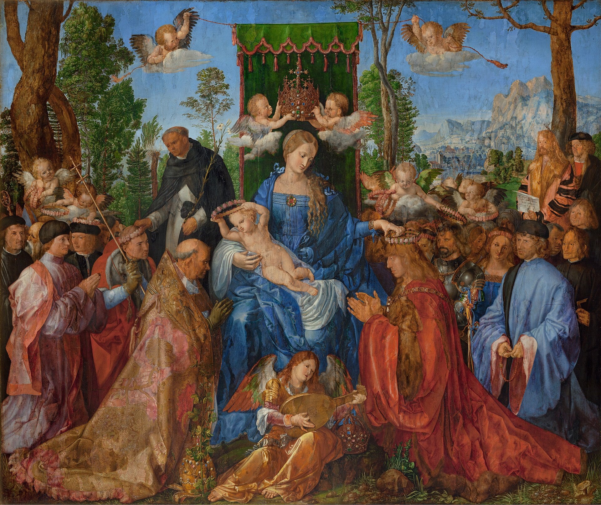 Panna Marie z oslavy Růžencové - Albrecht Dürer