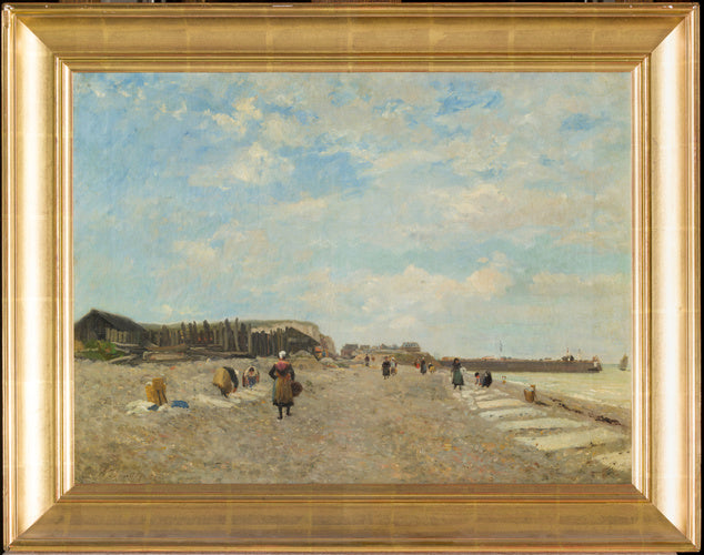 Normandky sušící prádlo na pláži - Eugène Boudin