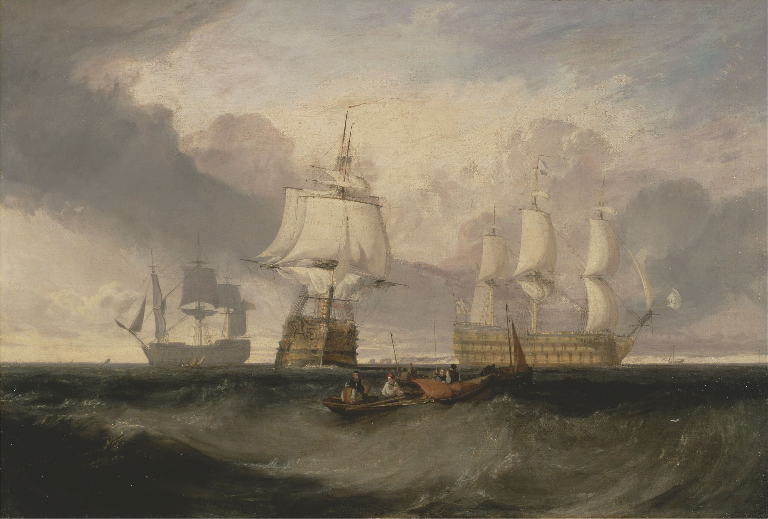 Vítězství se vrací z Trafalgaru, ve třech polohách - J. M. W. Turner