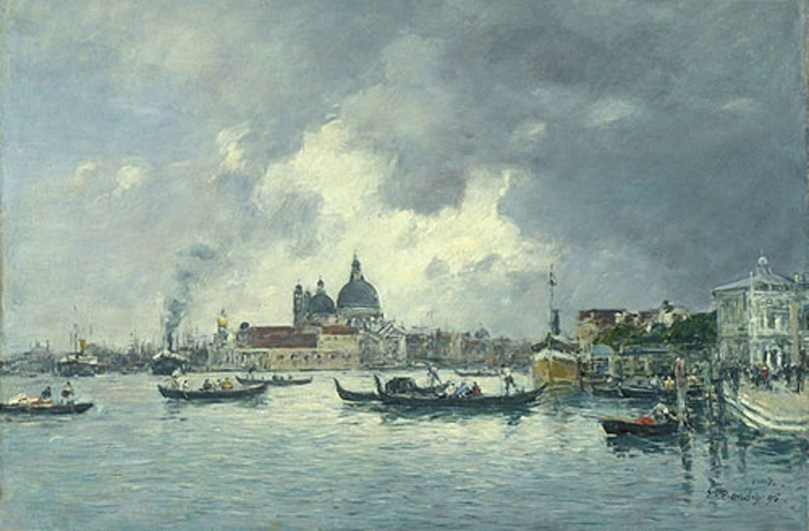 Reproduction du tableau « Venise, le soir. Le Quai des Esclavons et la Salute - Eugène Boudin » par Alpha Reproduction en peinture à l’huile
