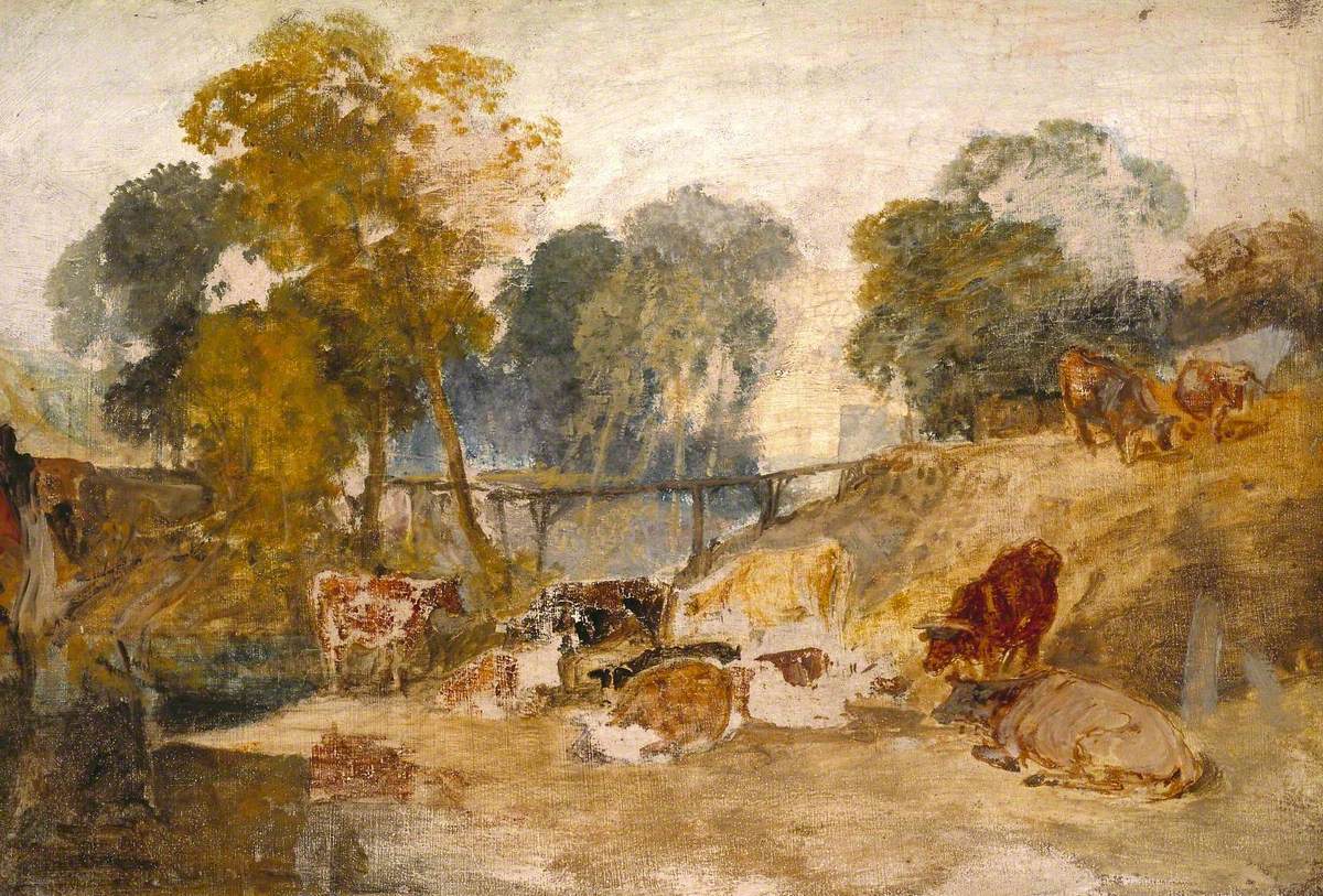 Windsor Castle: Krávy v lesnaté krajině - J. M. W. Turner