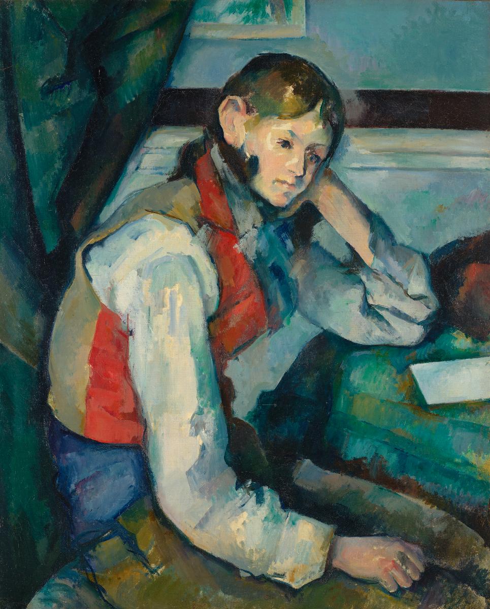 Reproduction du tableau « Le Garçon au gilet rouge - Paul Cézanne » par Alpha Reproduction en peinture à l’huile