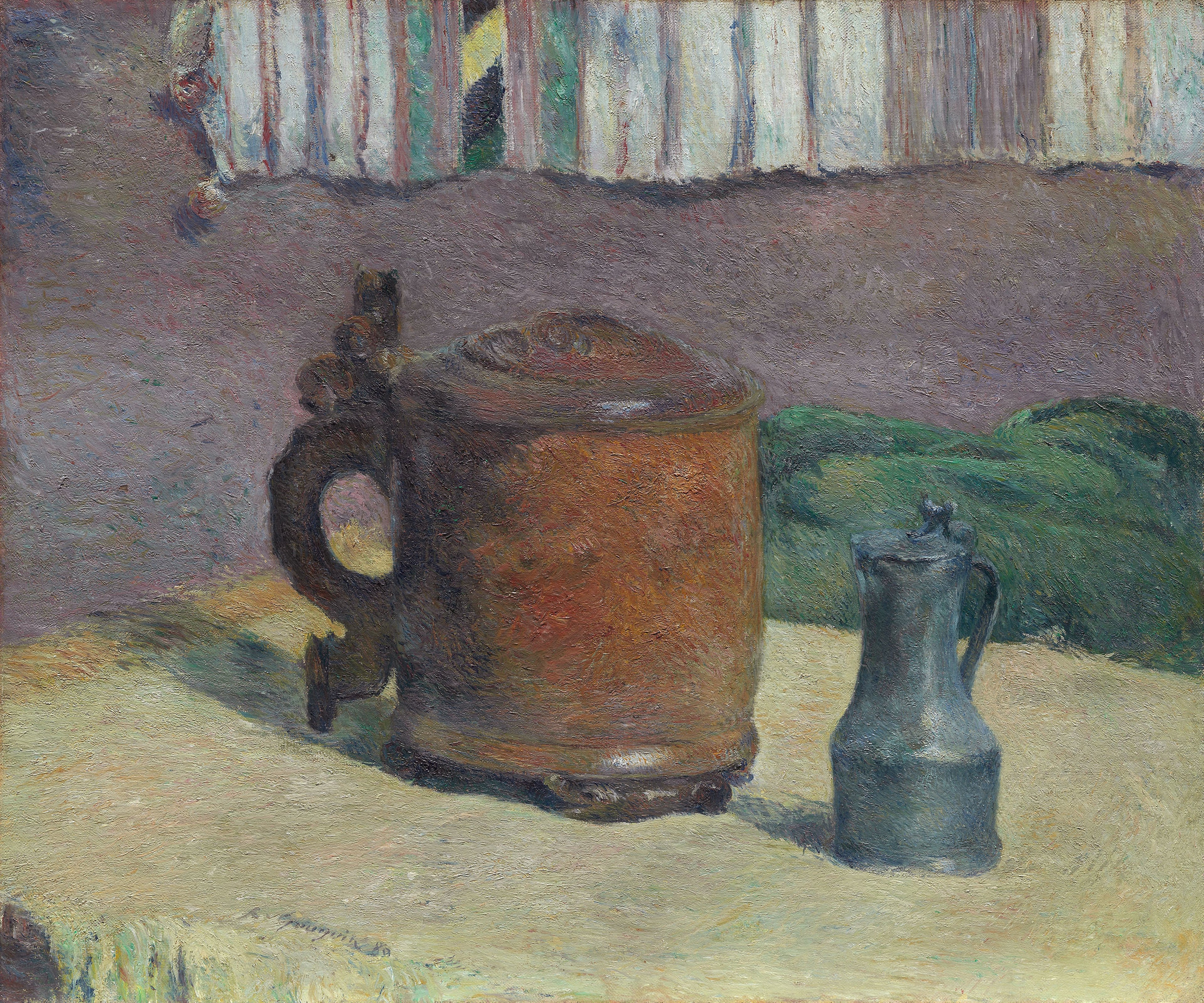 Zátiší s hliněnou džbánem a železným hrnkem - Paul Gauguin