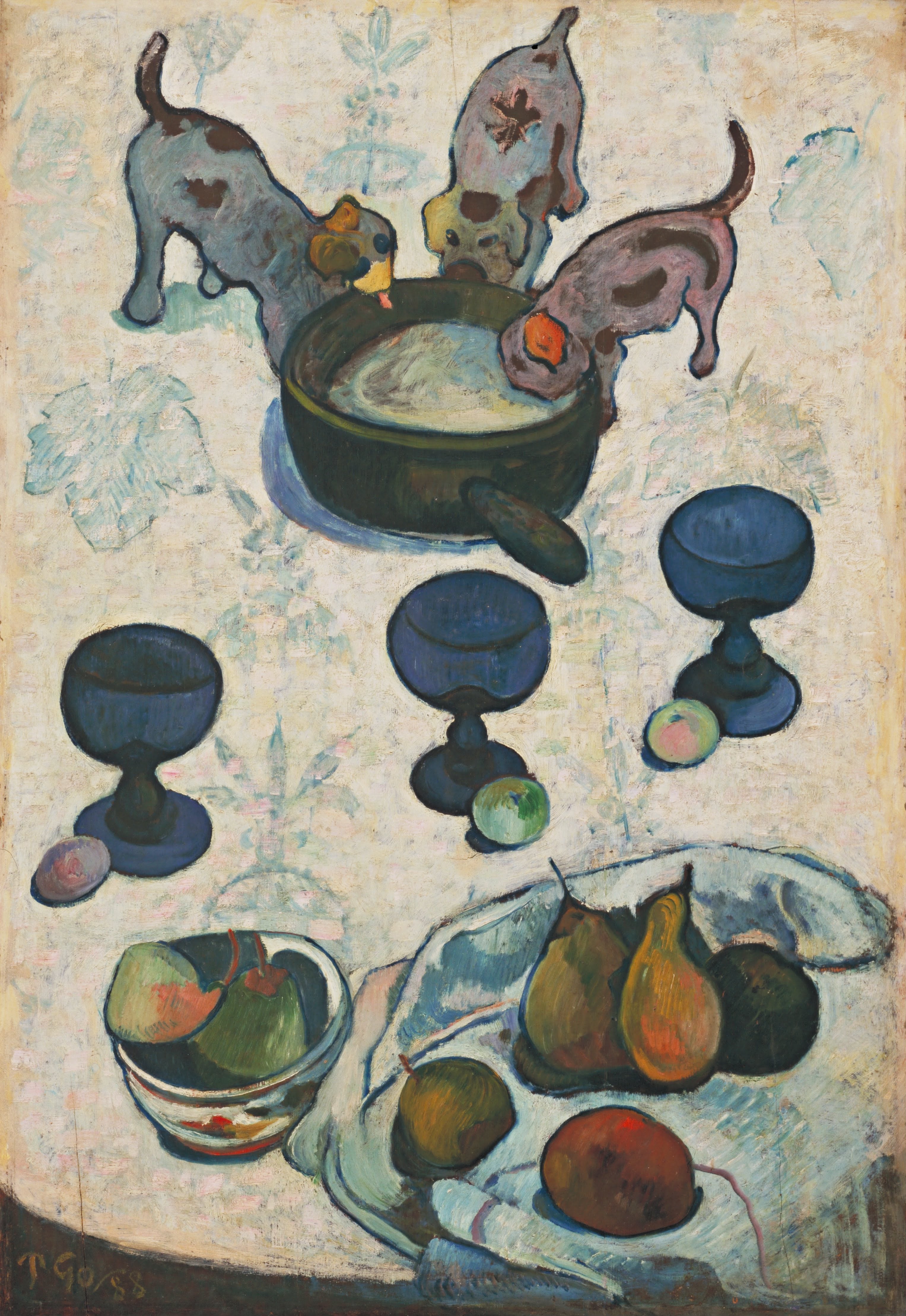Zátiší se třemi malými psy - Paul Gauguin