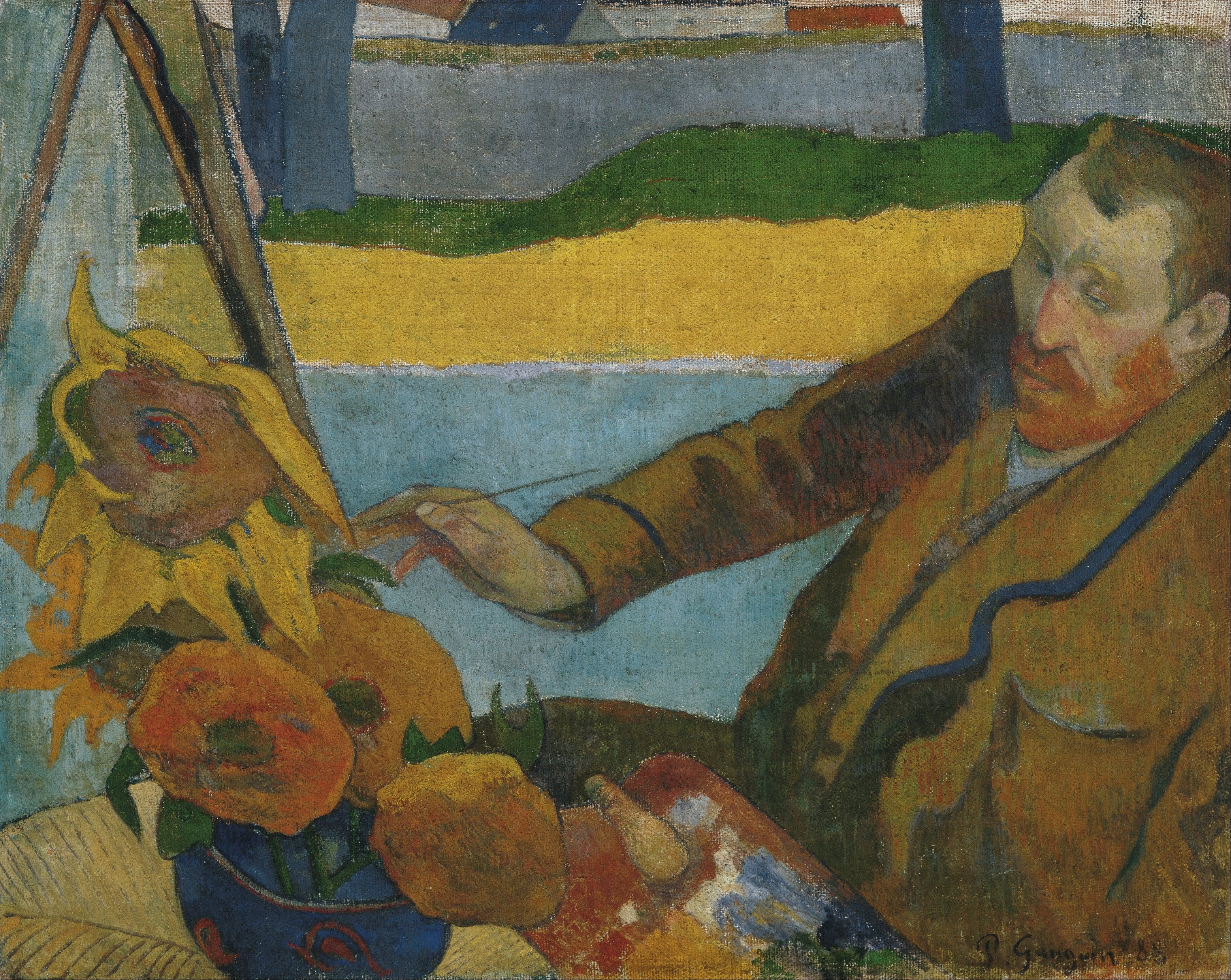 Vincent van Gogh malující slunečnice - Paul Gauguin