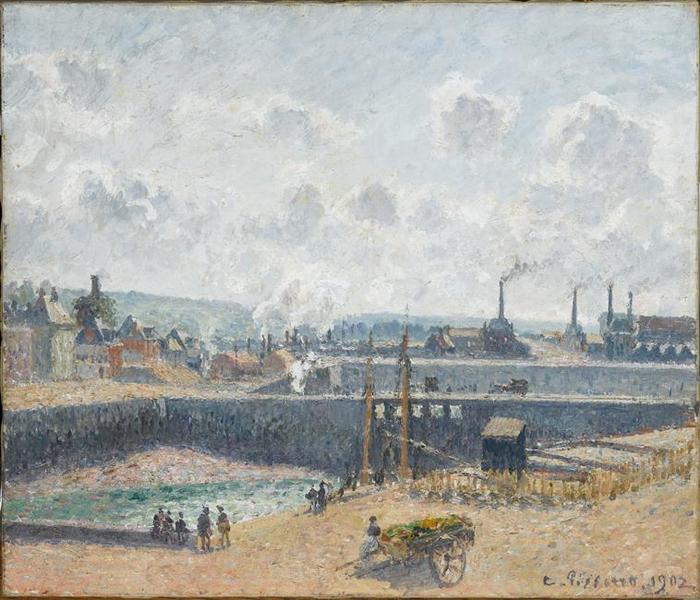 Reproduction du tableau « Dieppe, bassin Duquesne. Marée basse, soleil, matin - Camille Pissarro » par Alpha Reproduction en peinture à l’huile