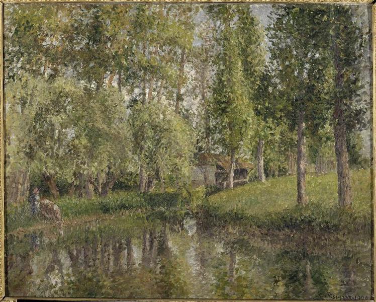 Reproduction du tableau « Le Lavoir de Bazincourt - Camille Pissarro » par Alpha Reproduction en peinture à l’huile