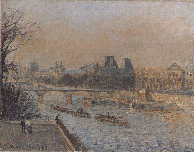 Reproduction du tableau « Le Louvre, soleil couchant, 3e série - Camille Pissarro » par Alpha Reproduction en peinture à l’huile