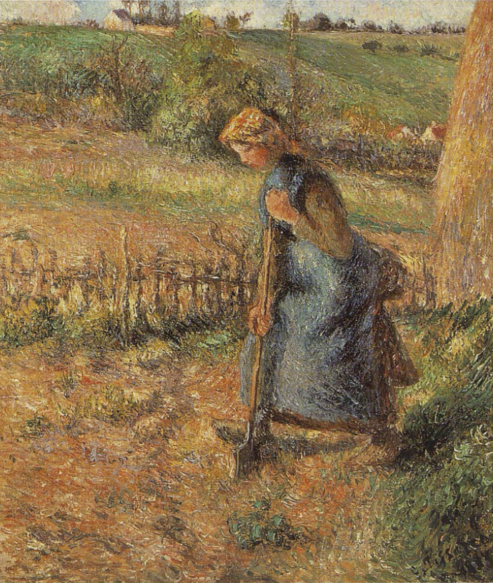 Reproduction du tableau « Femme béchante - Camille Pissarro » par Alpha Reproduction en peinture à l’huile