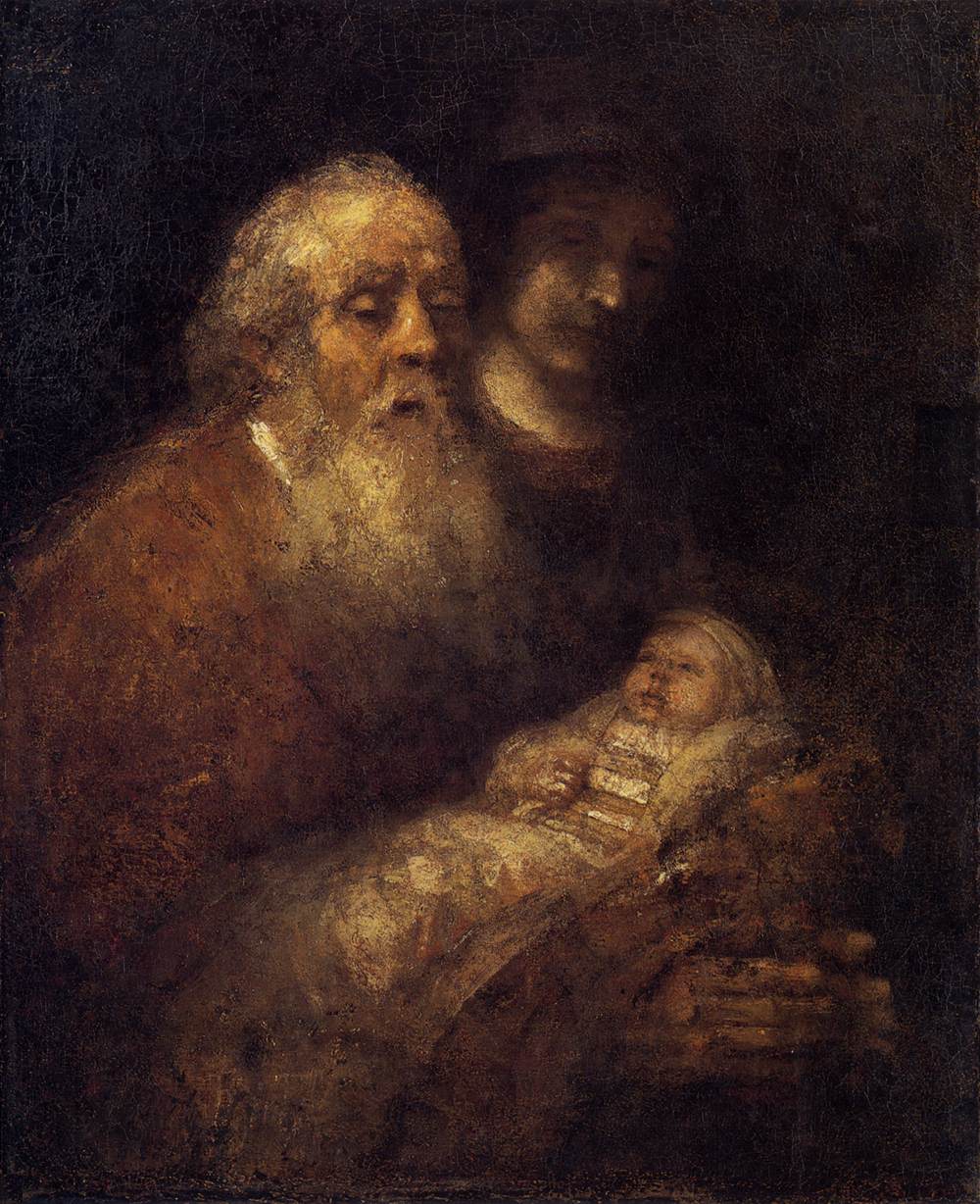 Reproduction du tableau « Siméon au Temple - Rembrandt » par Alpha Reproduction en peinture à l’huile