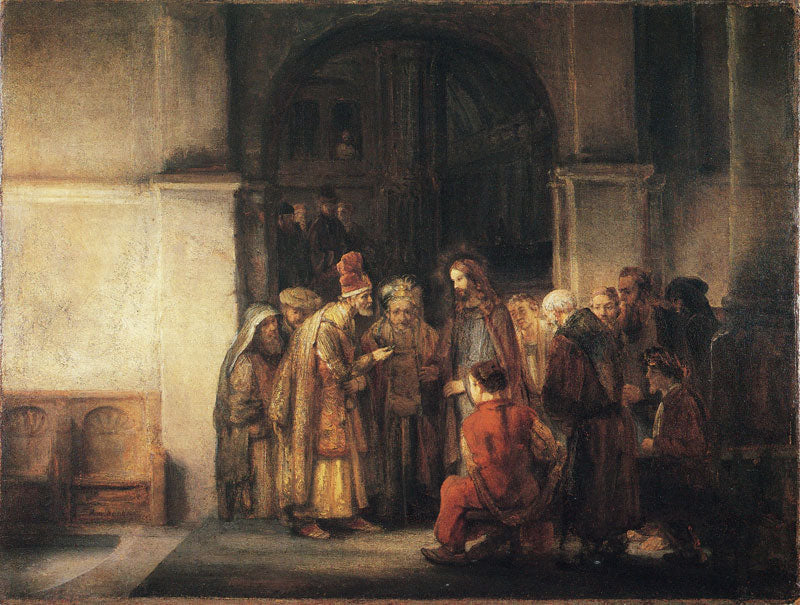 Reproduction du tableau « L'argent du tribut - Rembrandt » par Alpha Reproduction en peinture à l’huile